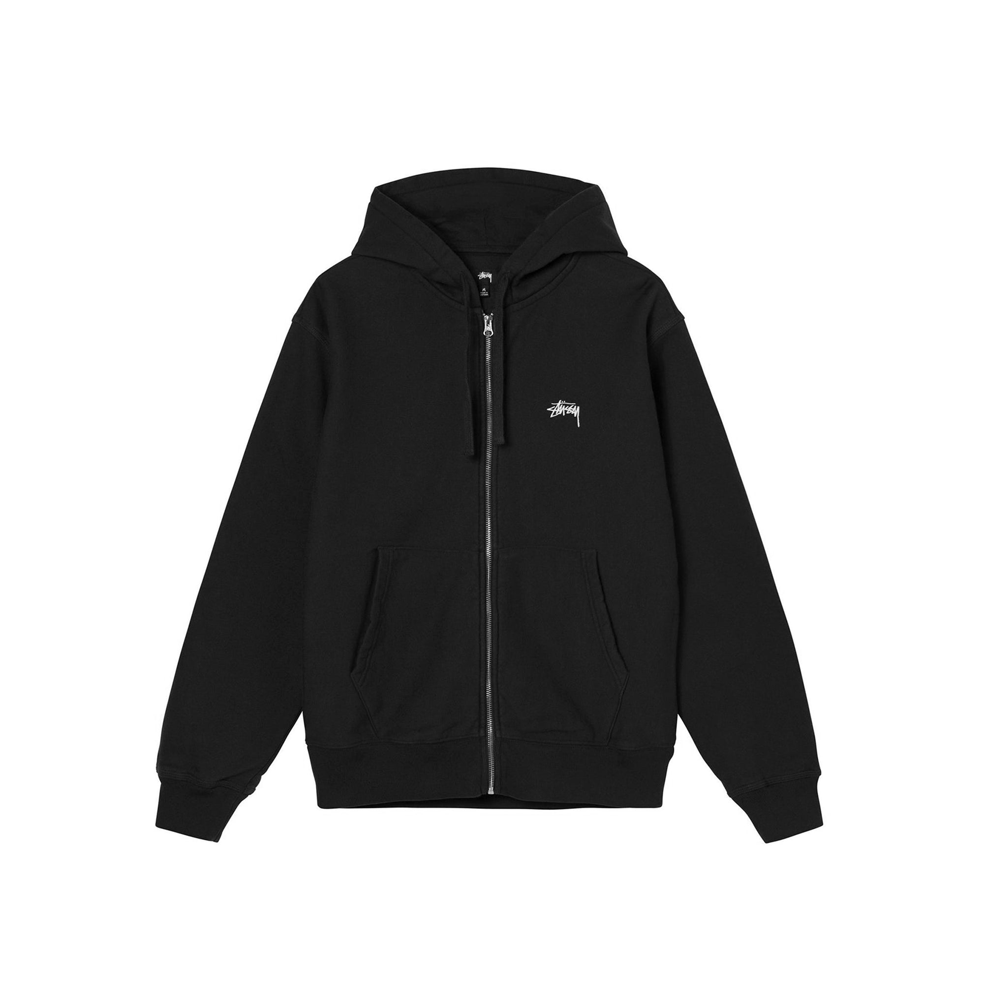 Stussy Mens Stock Logo Zip Hood 'Black'