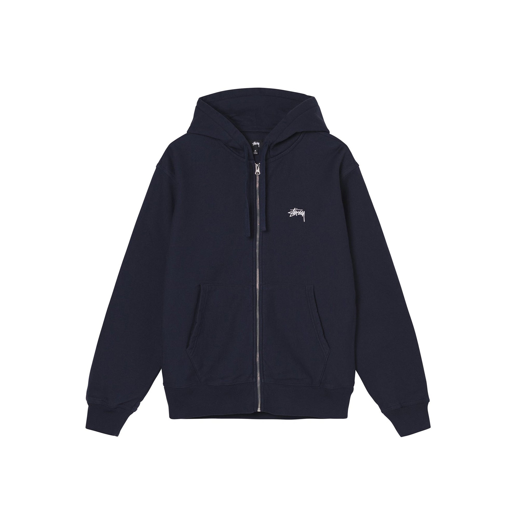 Stussy Mens Stock Logo Zip Hood 'Navy'