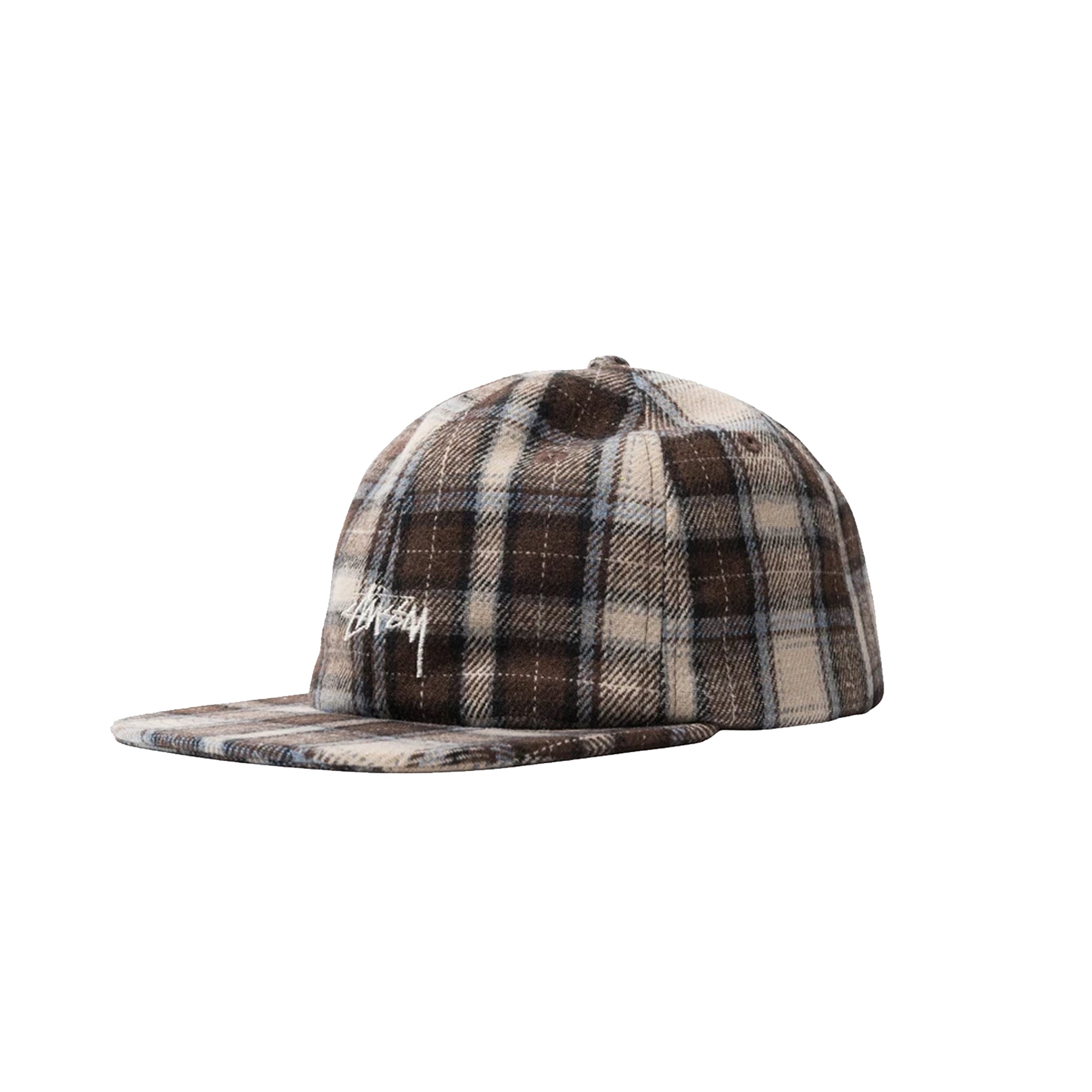 Stussy Mens Flannel Plaid Stock Strapback 'Brown'