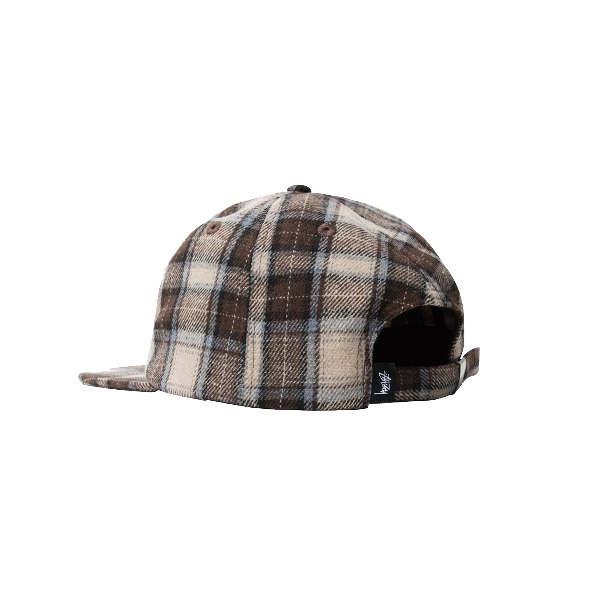 Stussy Mens Flannel Plaid Stock Strapback 'Brown'