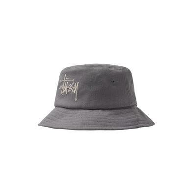 Stussy Big Logo Twill Grey Bucket Hat