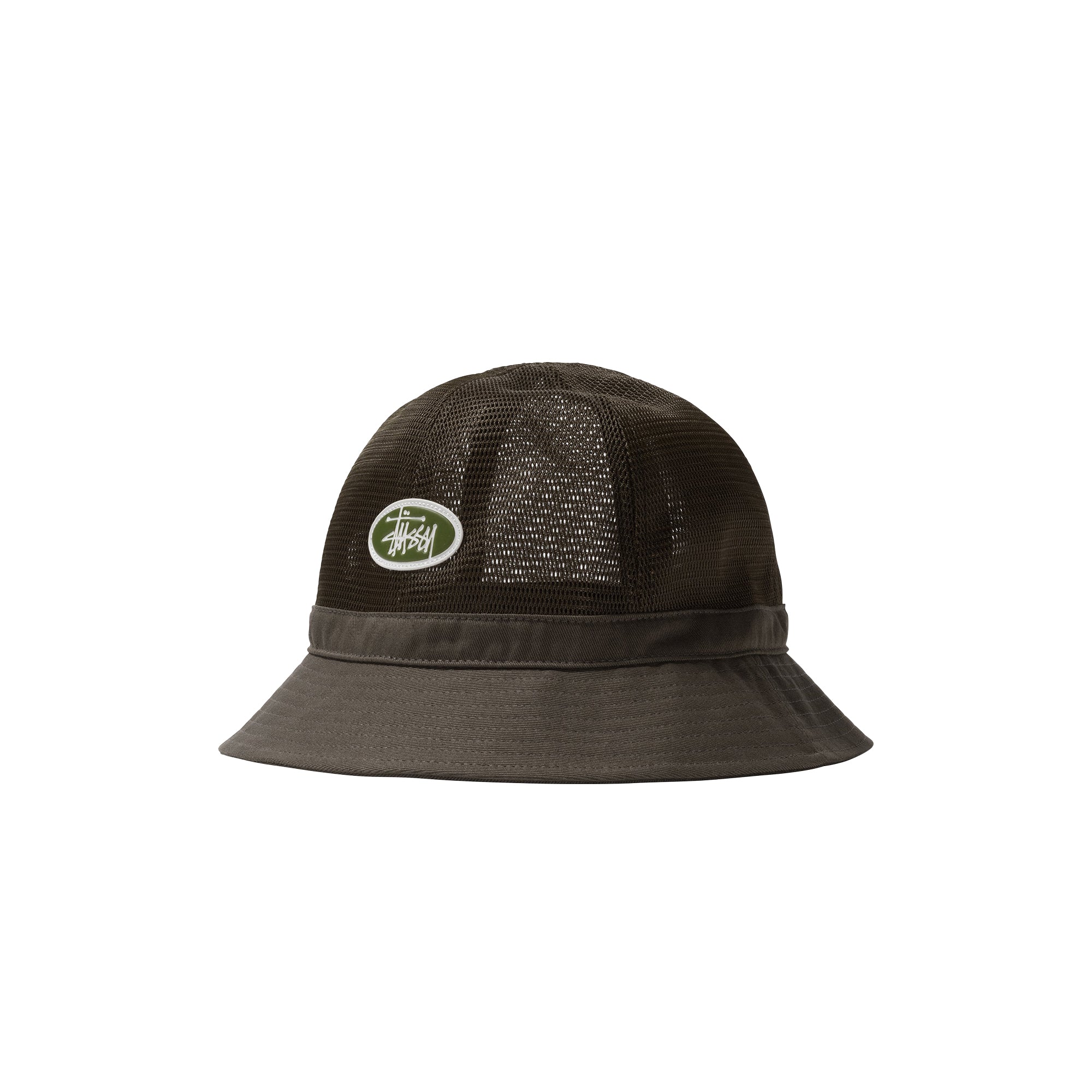 Stussy Mens Mesh Crown Bell 'Olive' Bucket Hat