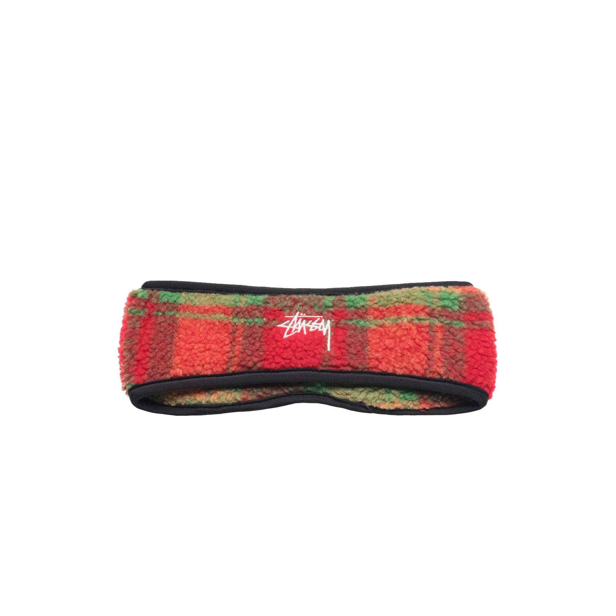 Stussy Mens Plaid Polar Fleece Headband 'Orange'