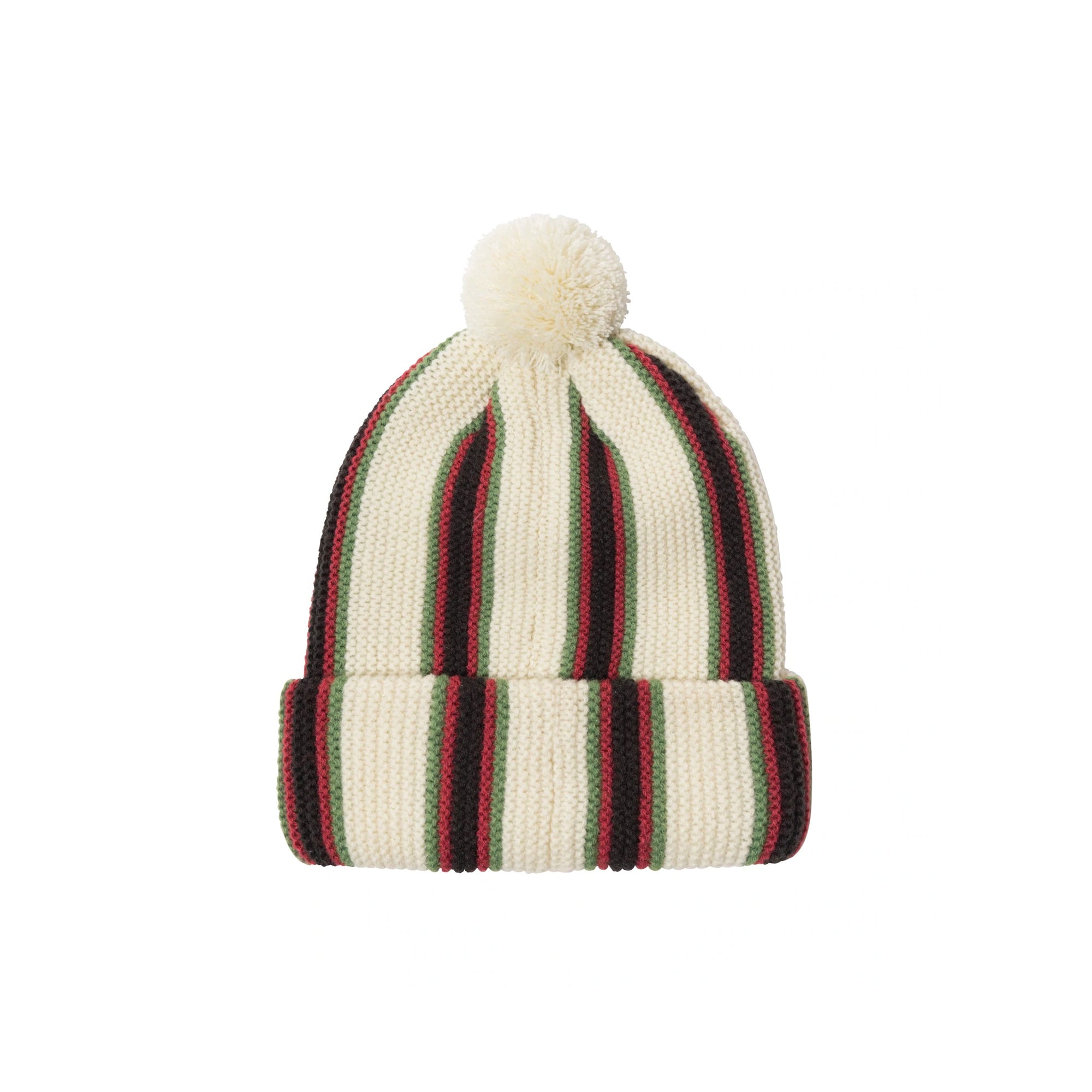 Stussy Mens Striped Pom Beanie 'Ecru'