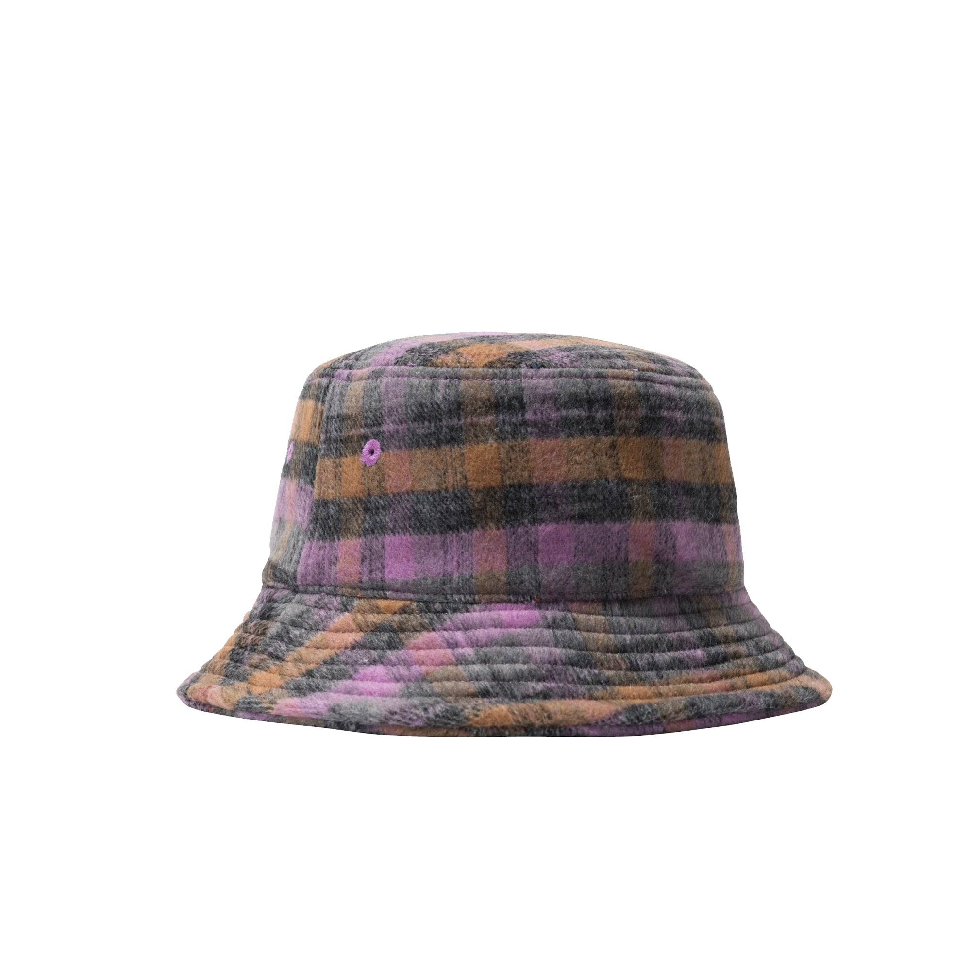 Stussy Mens Brushed Plaid Bucket Hat 'Purple'