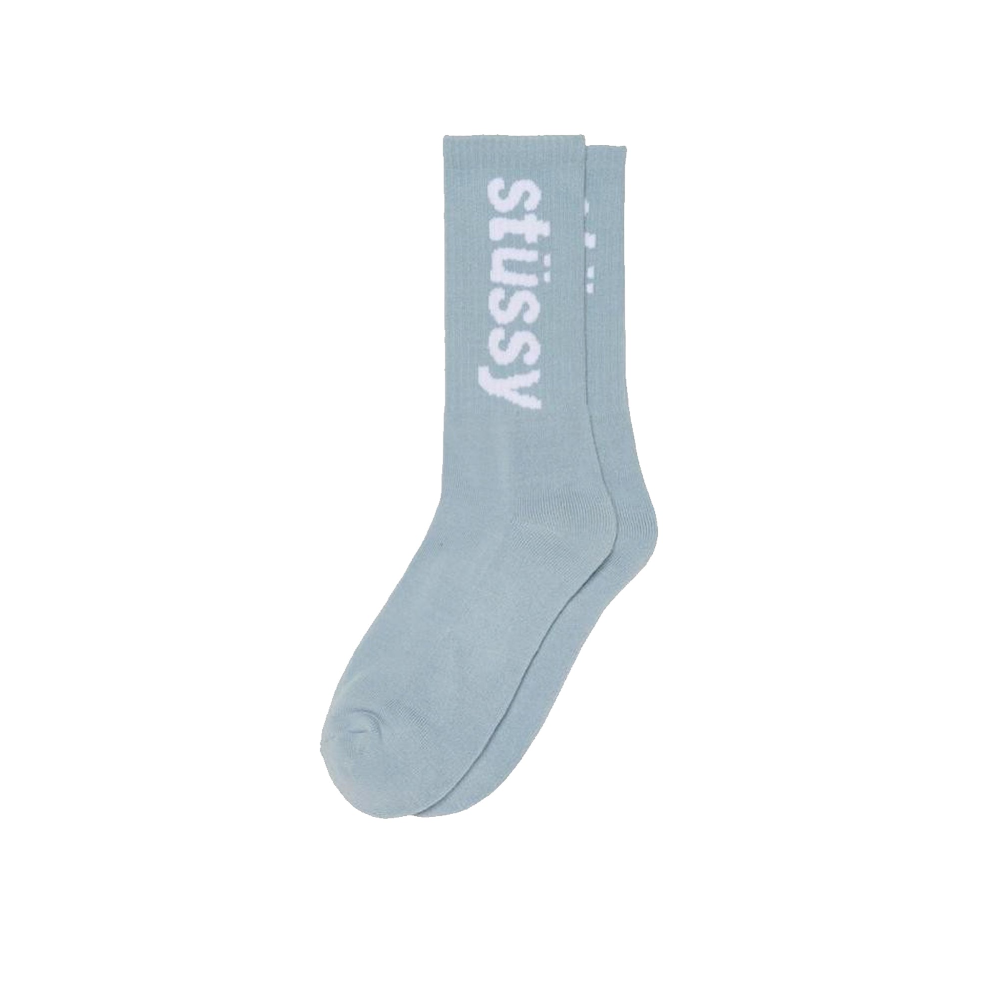 Stussy Mens Helvetica Jacquard Crew Socks 'Blue'