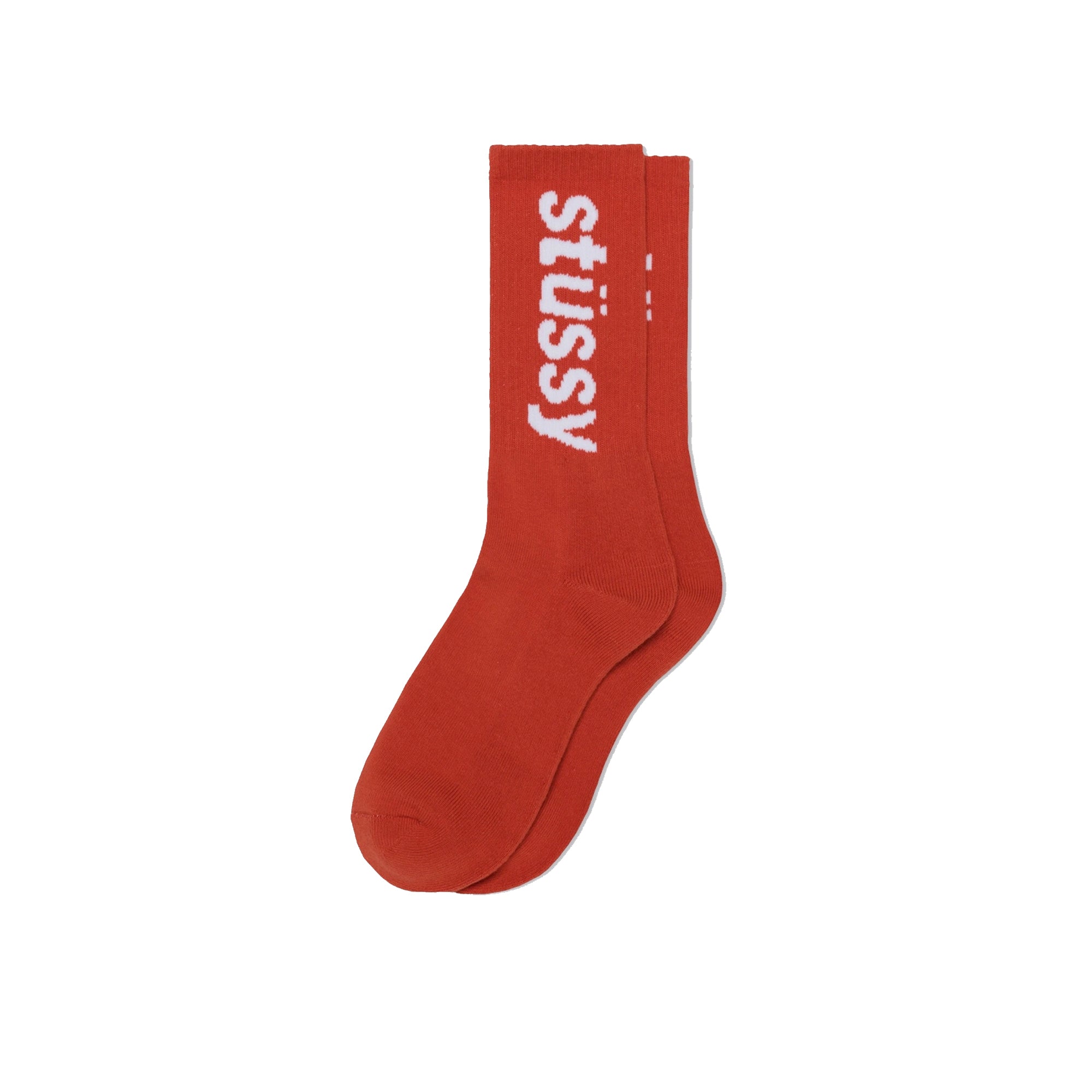 Stussy Mens Helvetica Jacquard Crew Socks 'Orange'