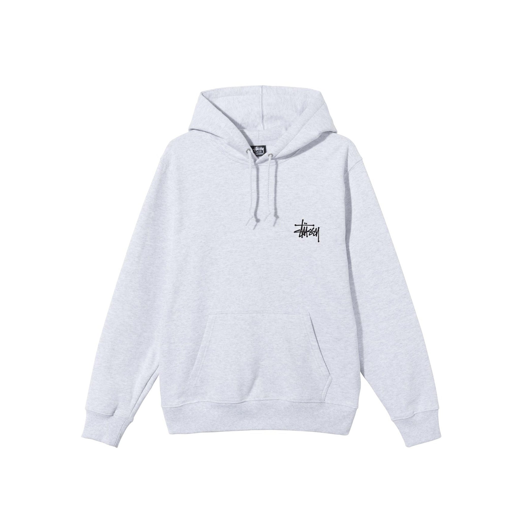 Stussy Mens Basicc Stussy Ash Heather Hoodie