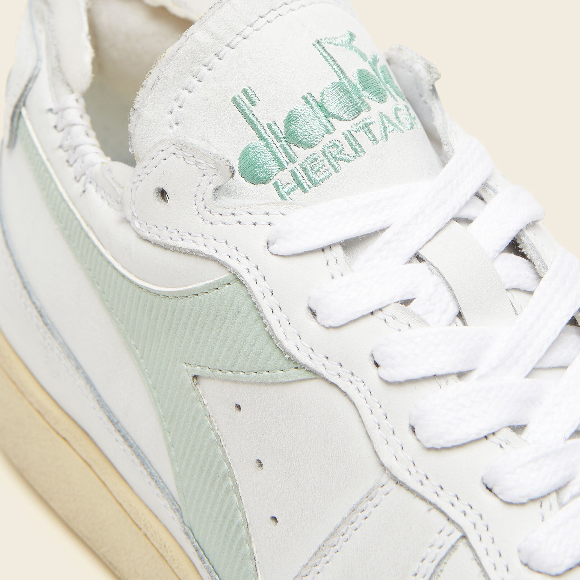 Diadora Mens Mi Basket Row Cut Shoes 'White/Smoke Green'