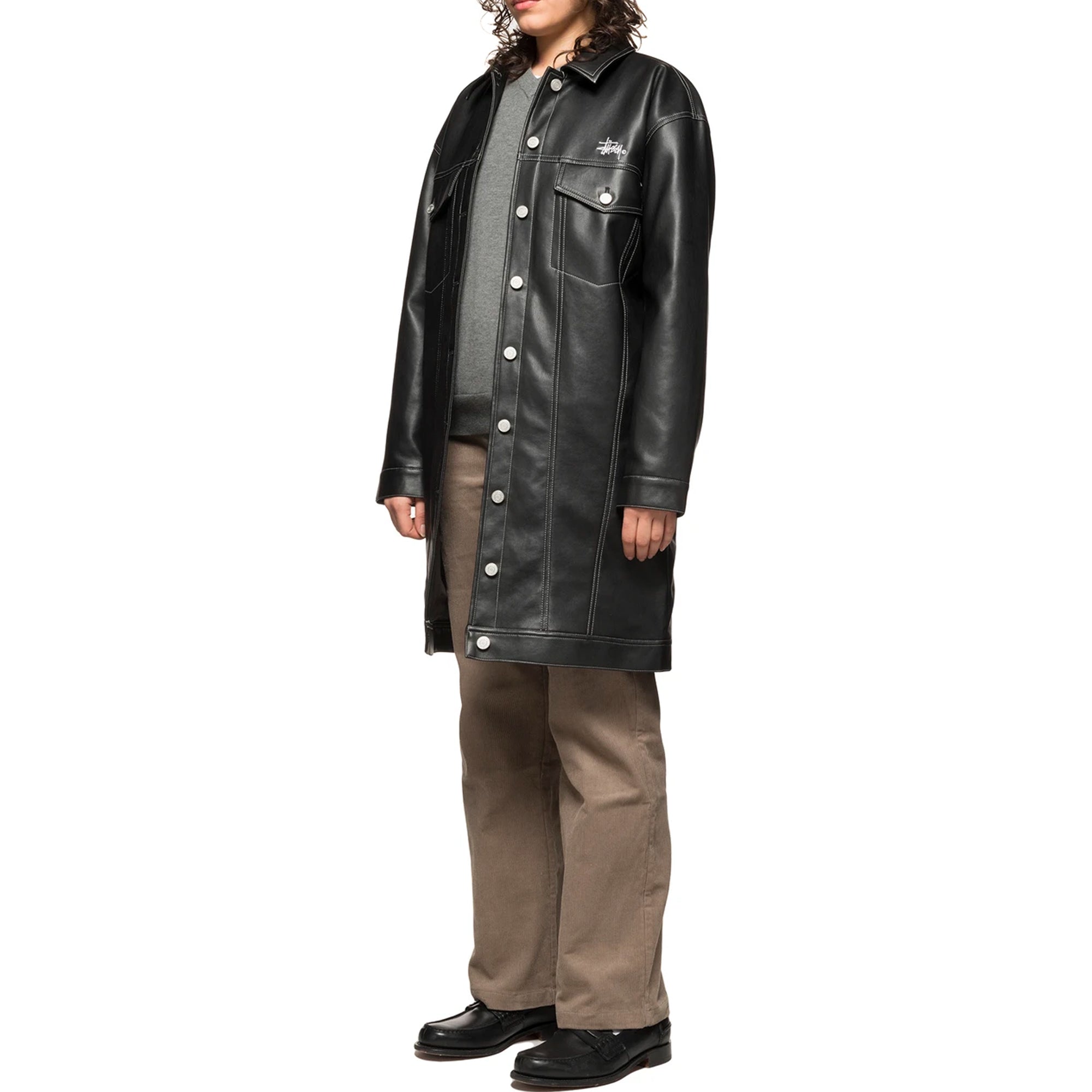 Stussy Womens PU Trucker Dress Coat