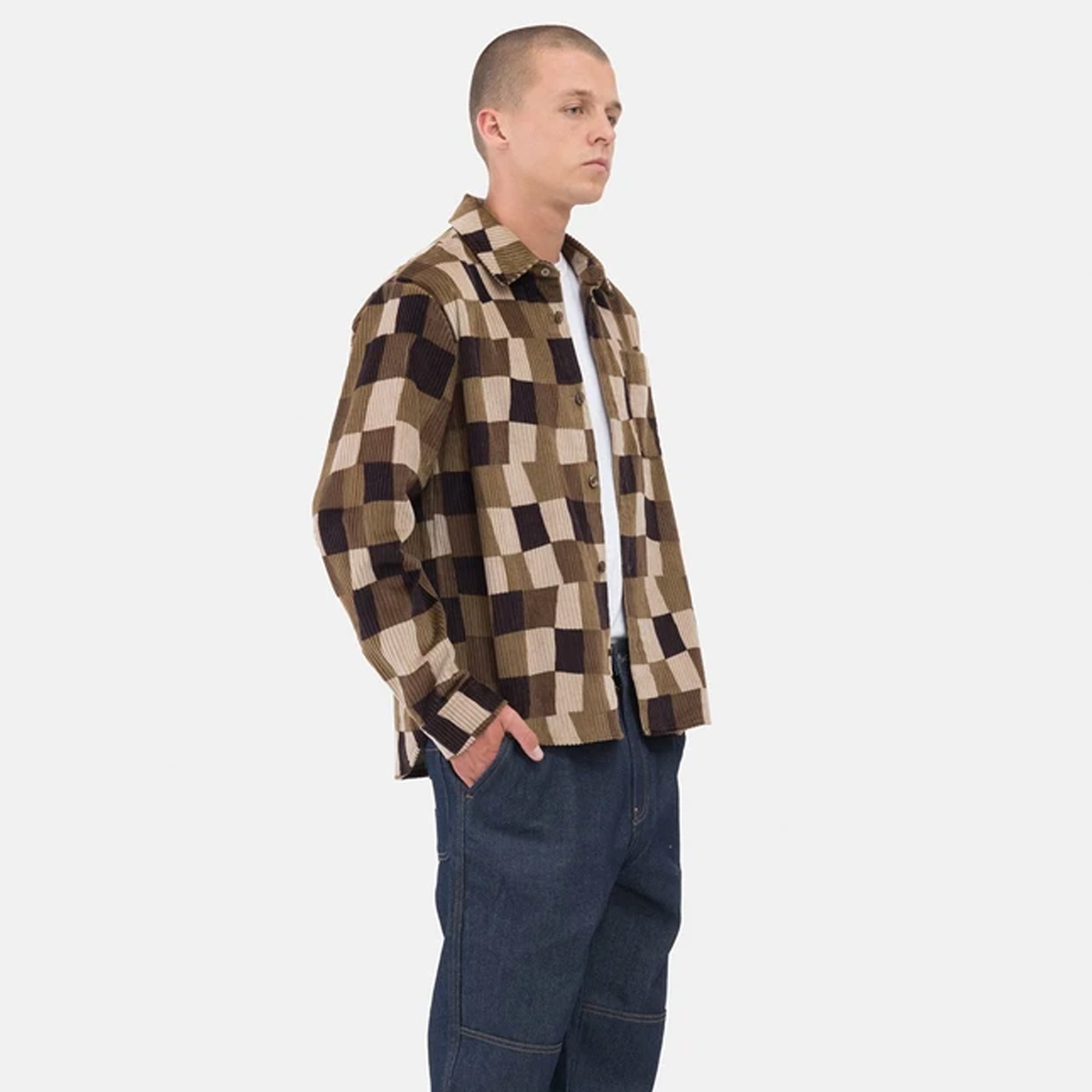 Stussy Men Wobbly Check LS Shirt 'Brown'