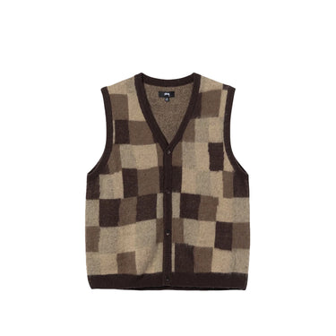 Stussy Womens Wobbly Check Sweater Vest 'Brown'