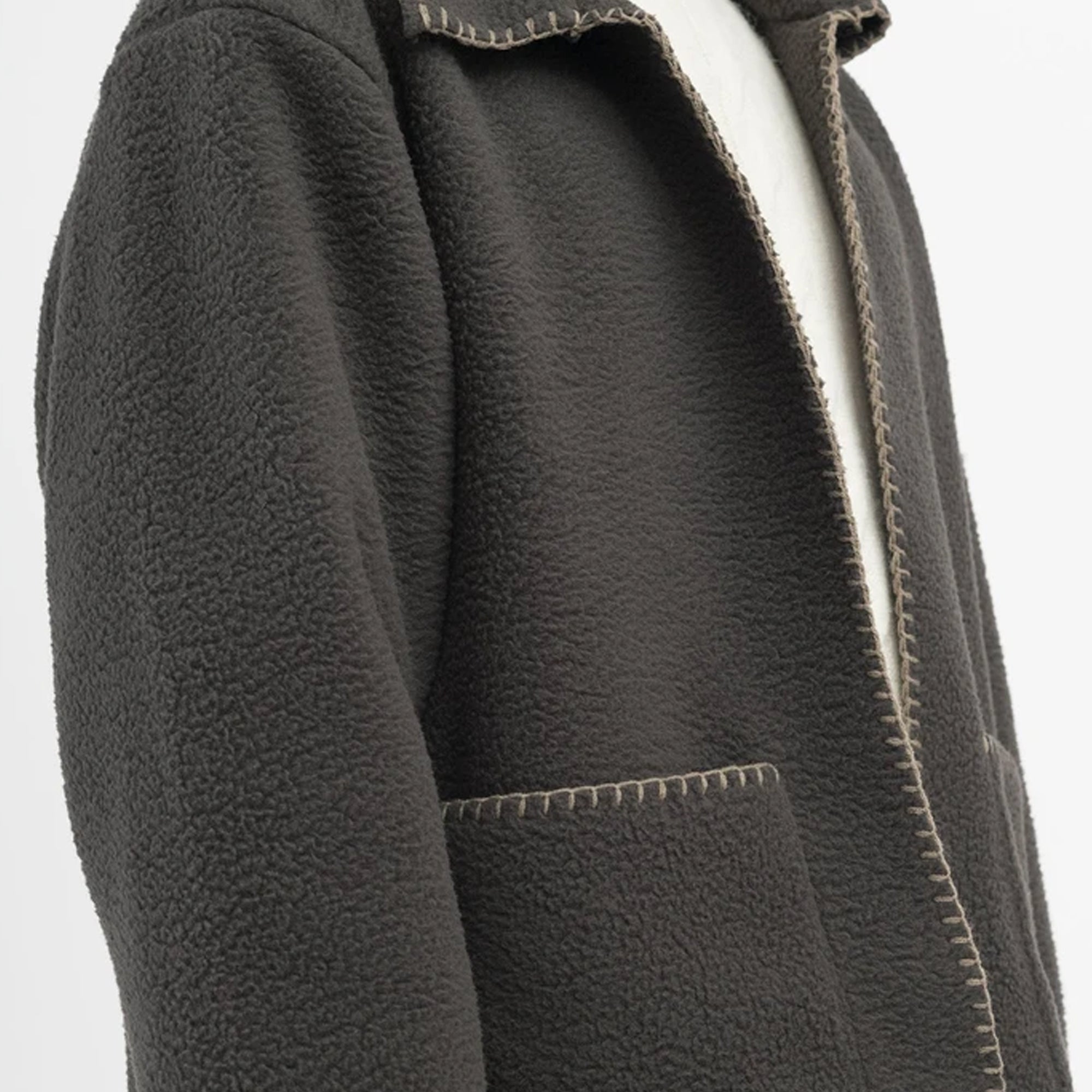 Stussy Mens Woodsy Blanket Stitch Fleece 'Charcoal'