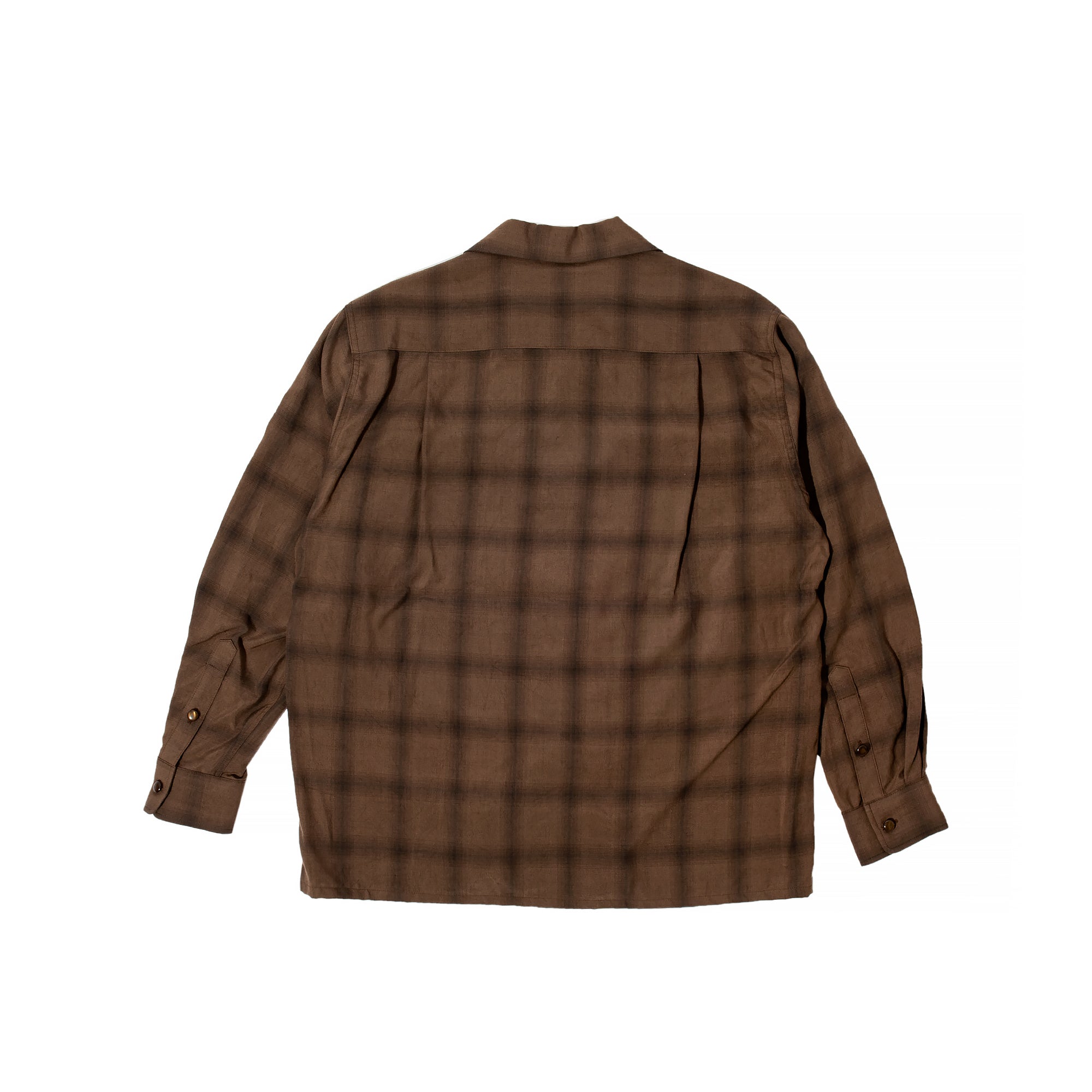 Wacko Maria Mens Ombray Check Open Collar Shirt Type 1 'Brown'