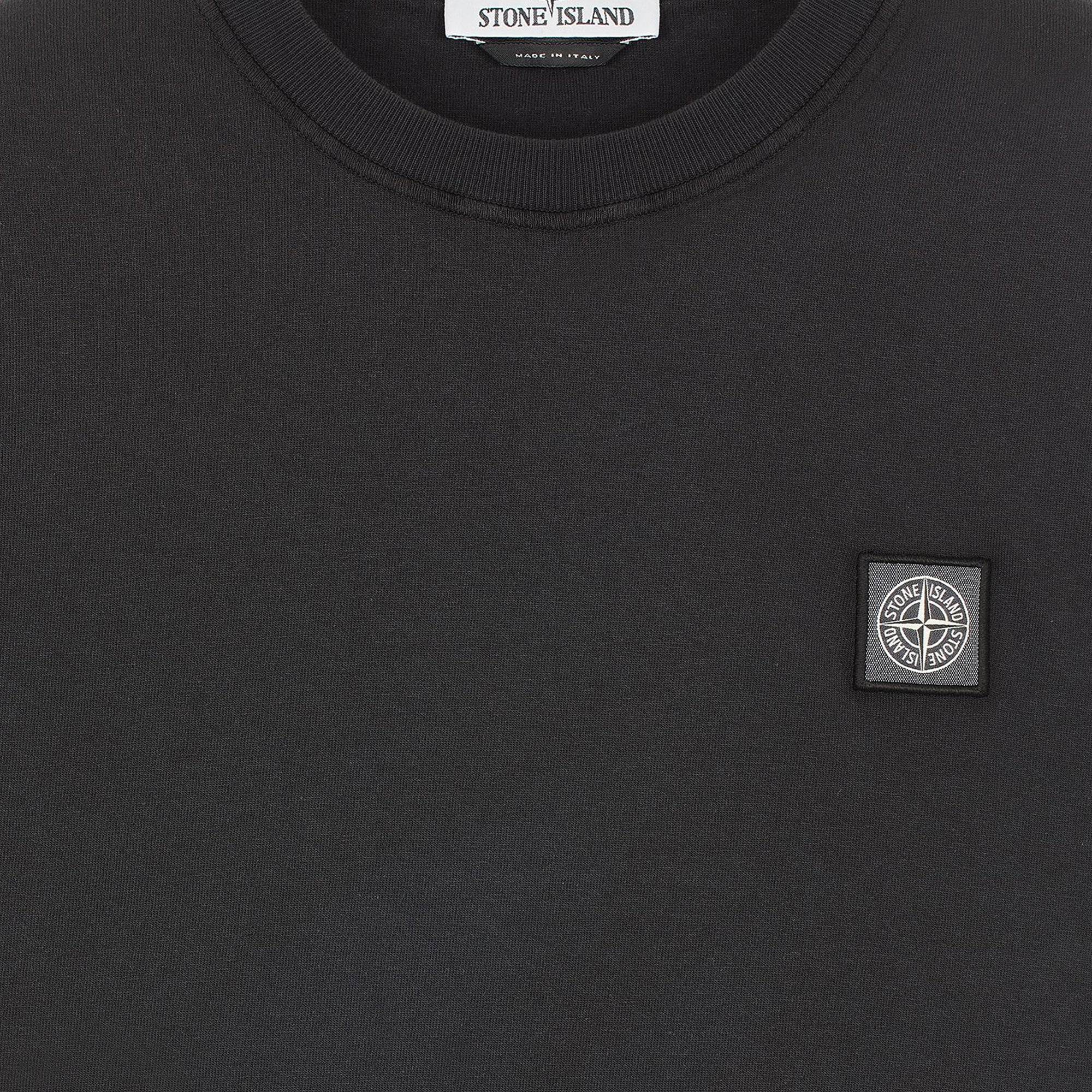 Stone Island Mens Fissato Dyed Patch Logo Tee Black