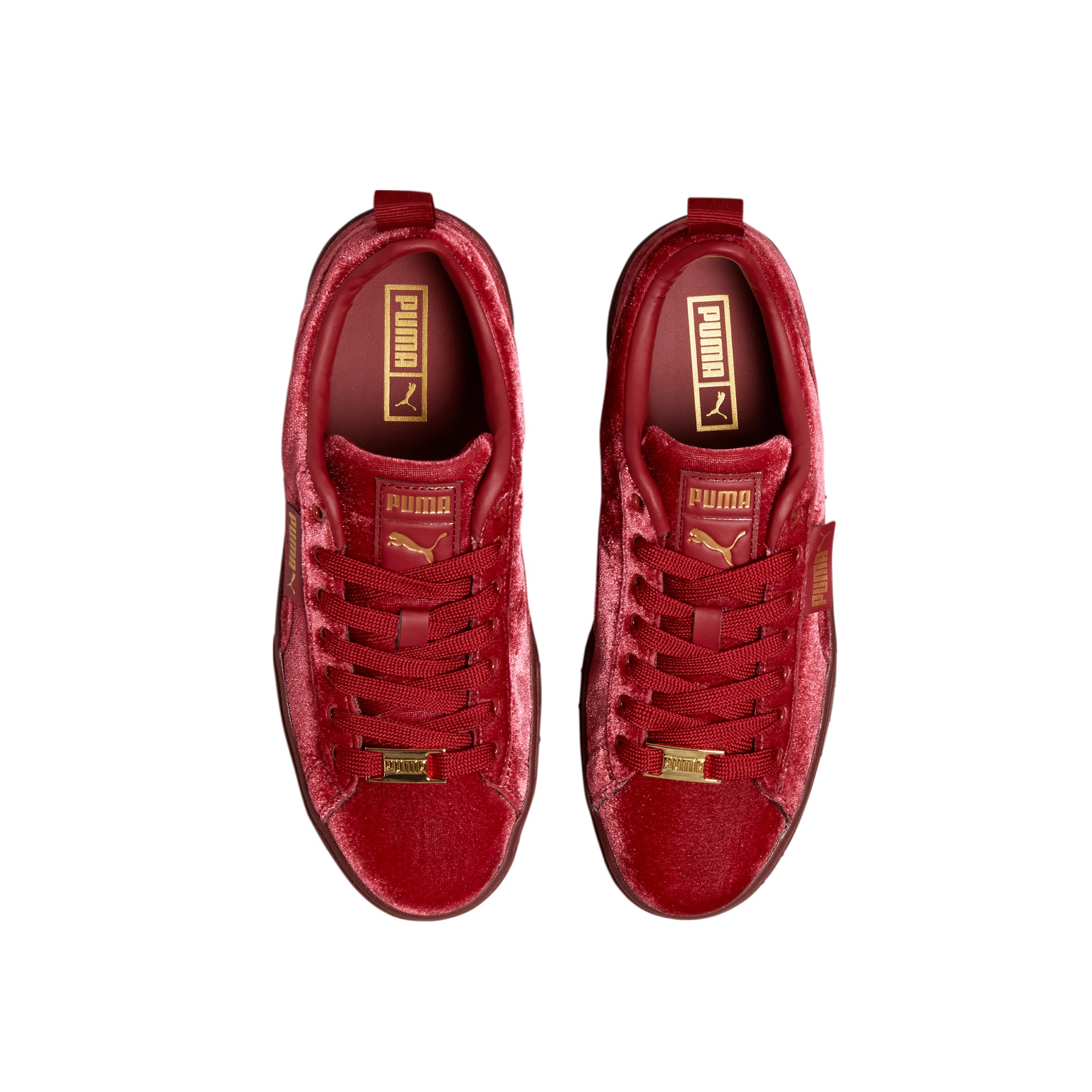 Puma Womens Mayze Velvet Shoes 'Tibetan Red-Puma Team Gold'