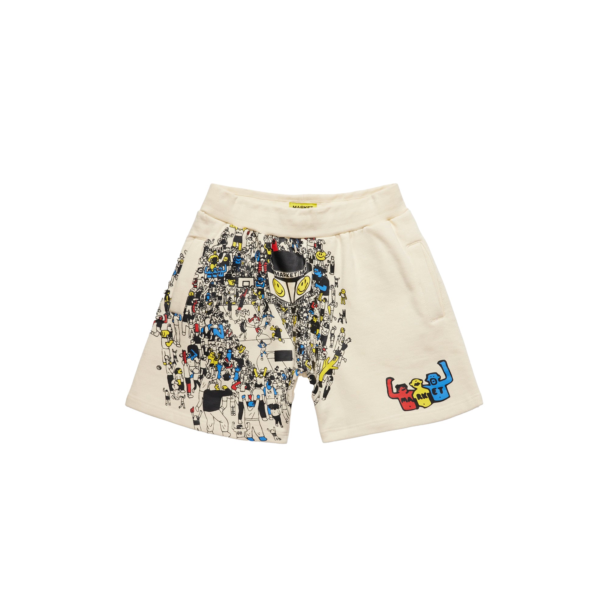 Market Mens Smiley World BBall Game Sweatshorts Cream