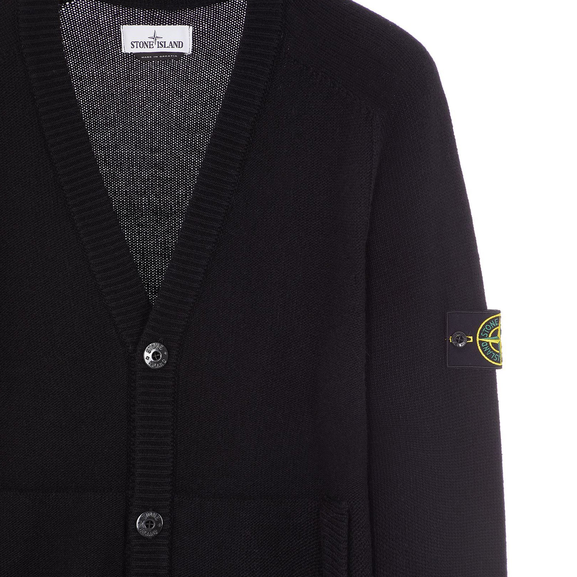 Stone Island Mens Wool Cardigan Black