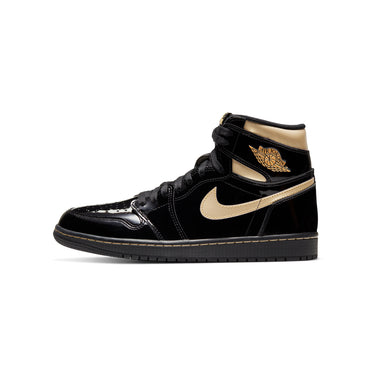 Air Jordan Mens 1 Retro High Black & Gold Shoes