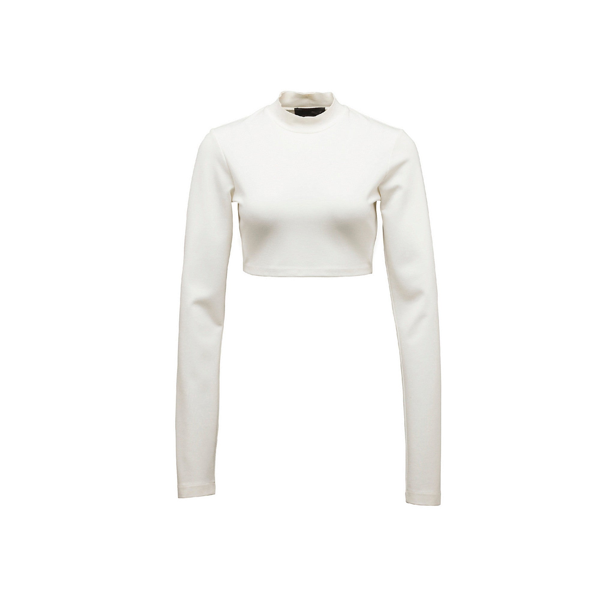 Puma, Puma by Rihanna, Puma Fenty, LS Cropped Mock Neck Top, 573174-02, White, Long Sleeve