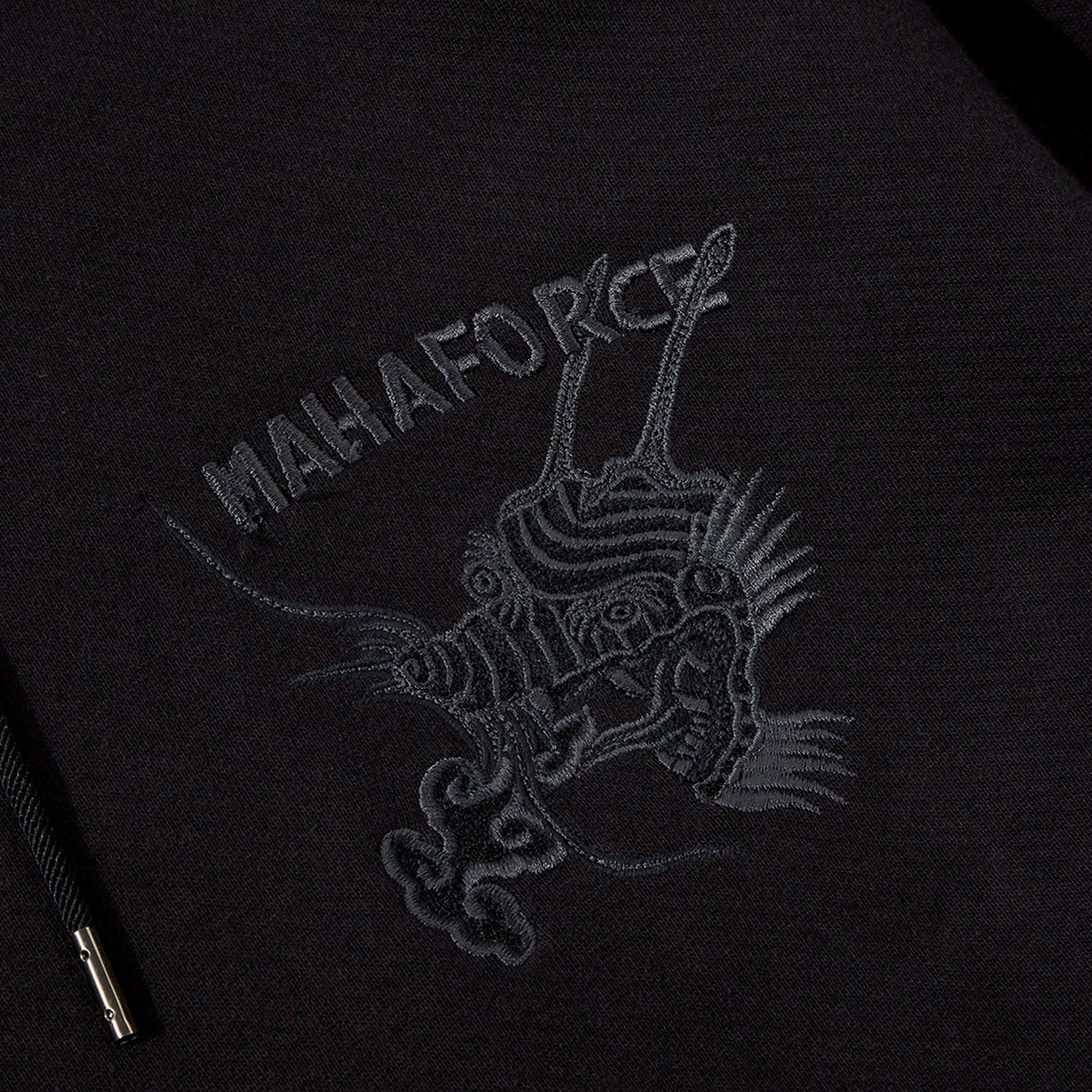 Maharishi Mens Maha Force Embroidered Hoodie Black