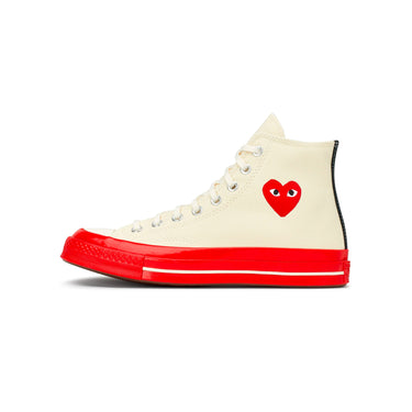 Comme des Garcons PLAY x Converse Chuck 70 High Shoes Egret/Red