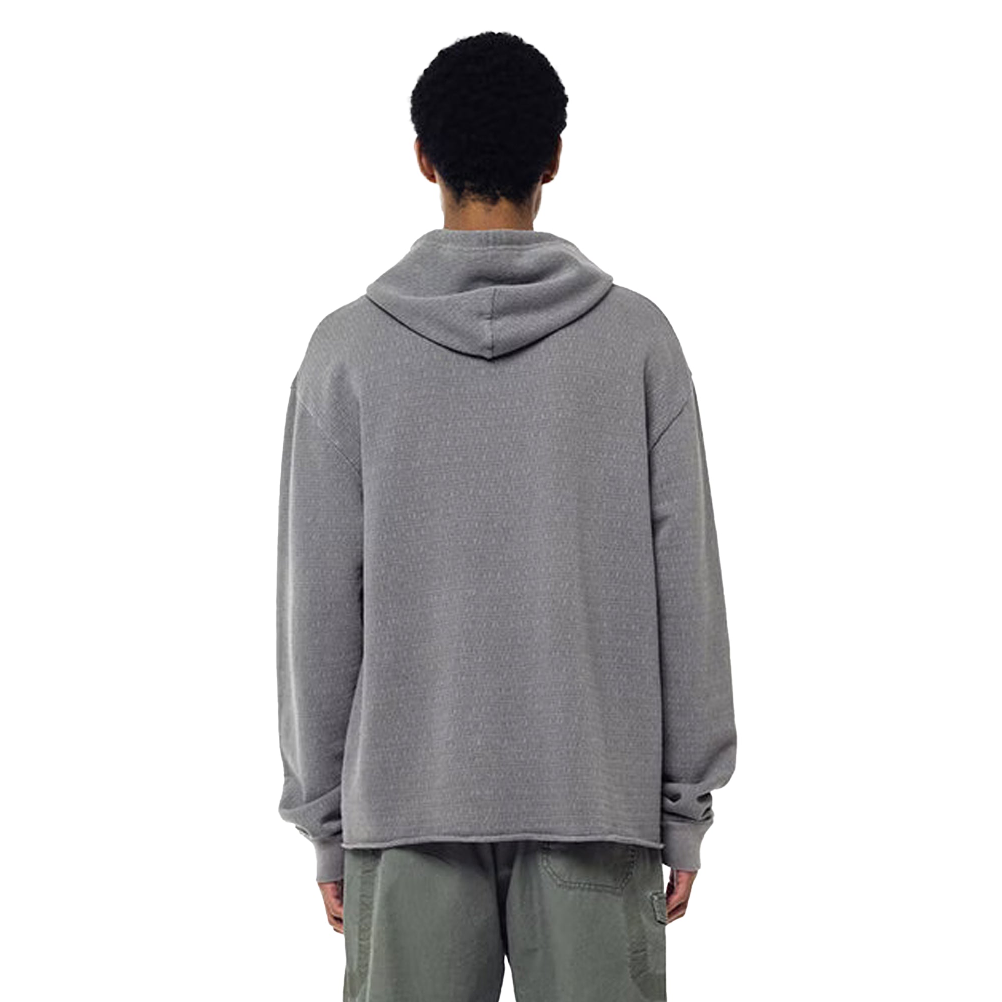 John Elliott Mens Raw Edge Jacquard Terry Hoodie 'Washed Charcoal'