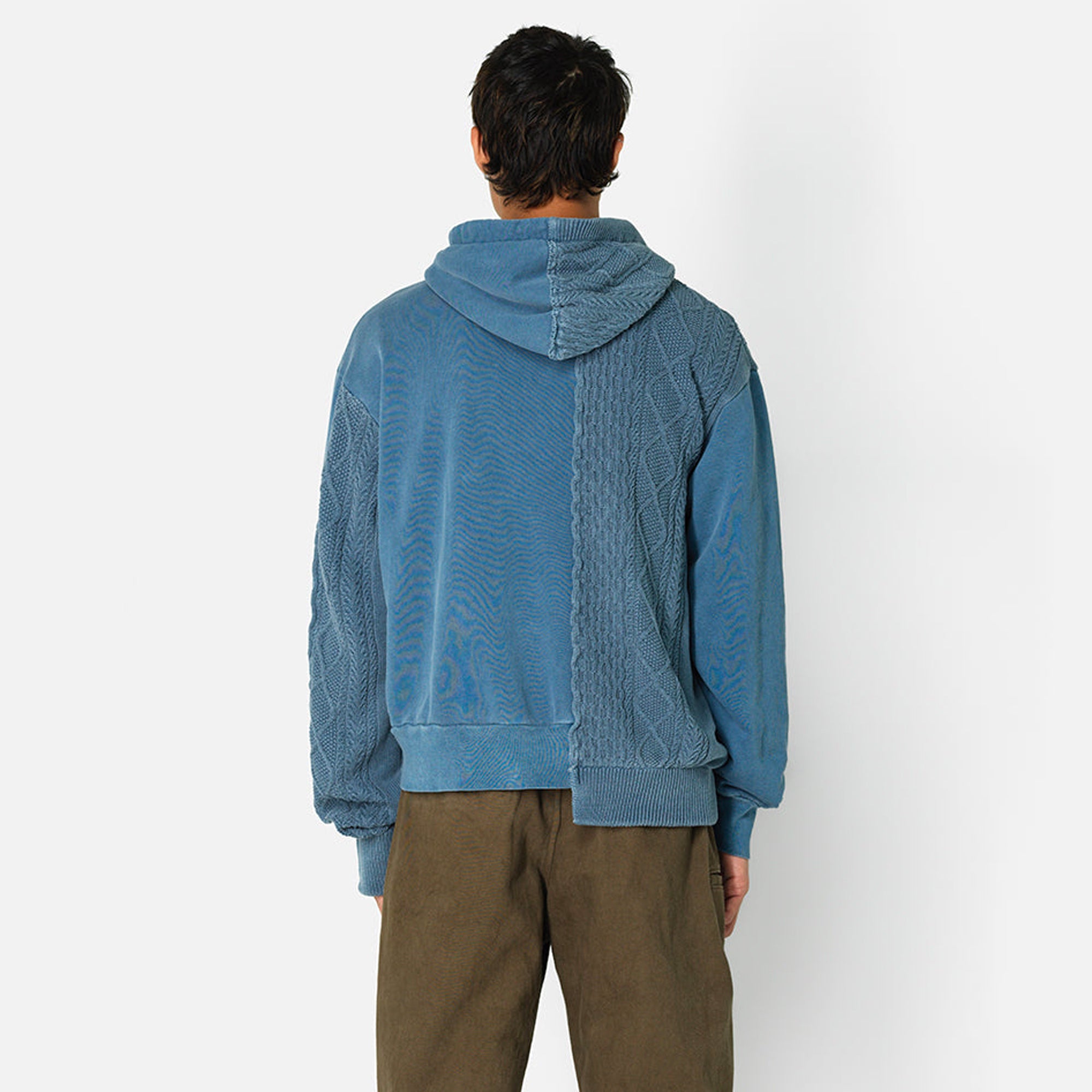 John Elliott Mens Cable Knit Reconstructed Hoodie