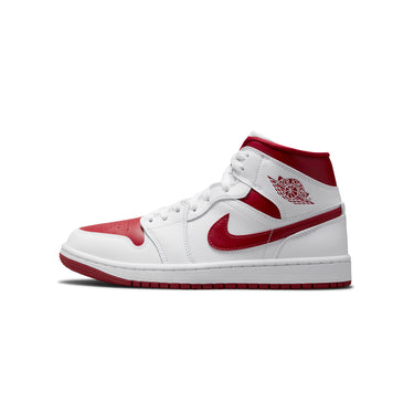 Air Jordan Womens 1 Mid Shoes 'White/Pomegranate'
