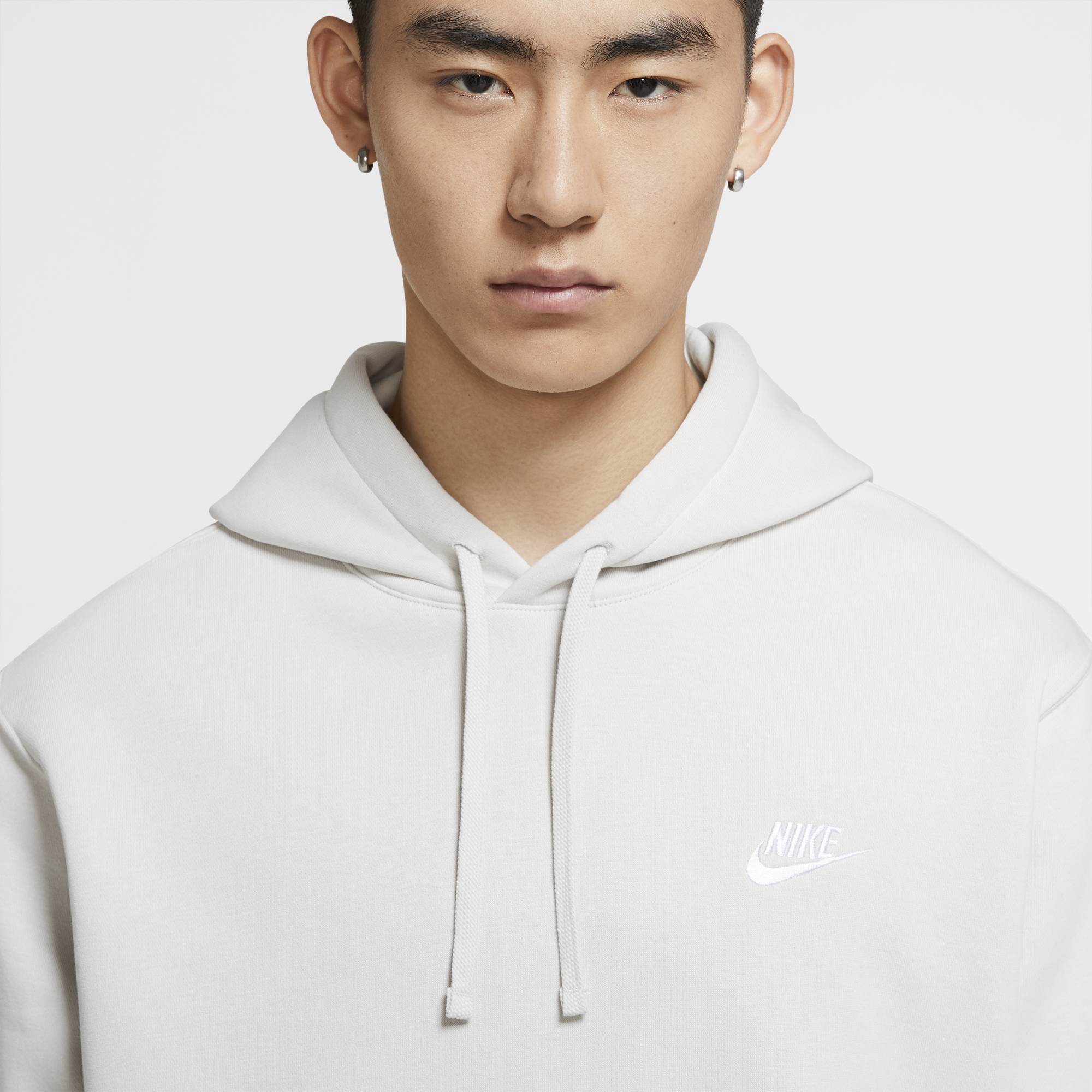 Nike Mens Sportswear Club Fleece Hoodie Light Bone