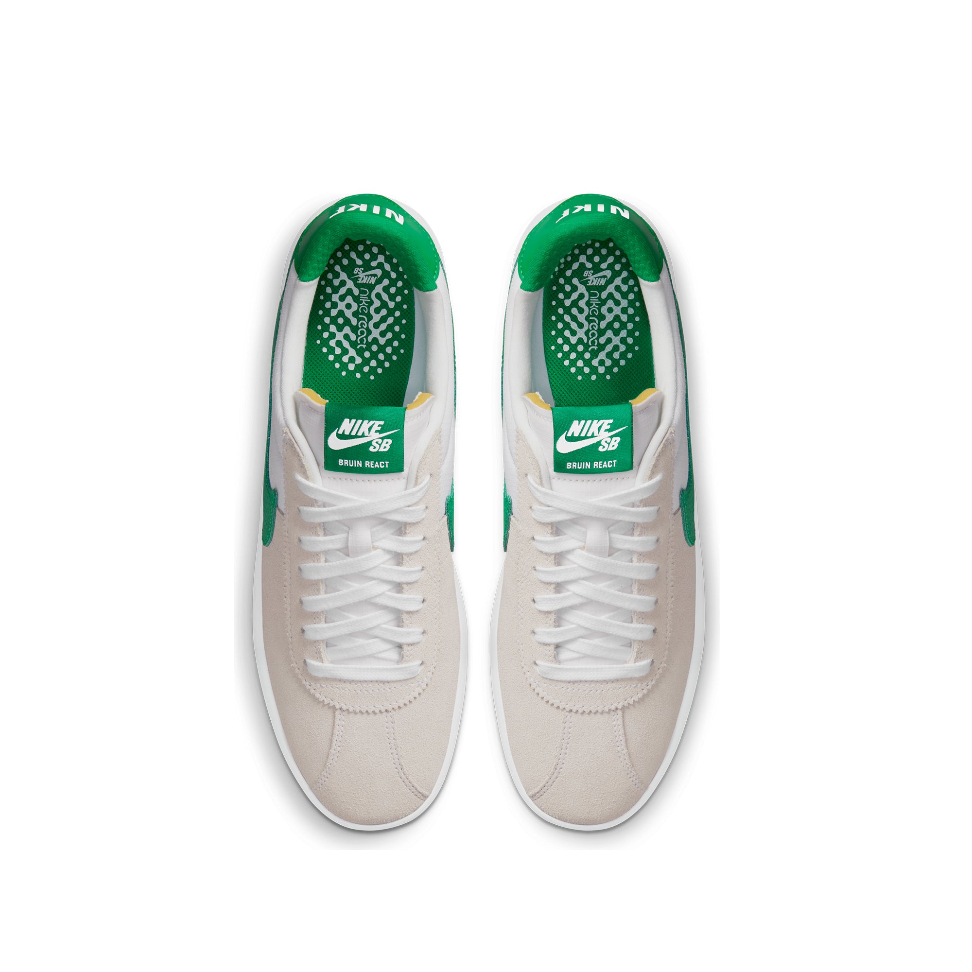 Nike SB Mens Bruin React Shoes White/Lucky Green