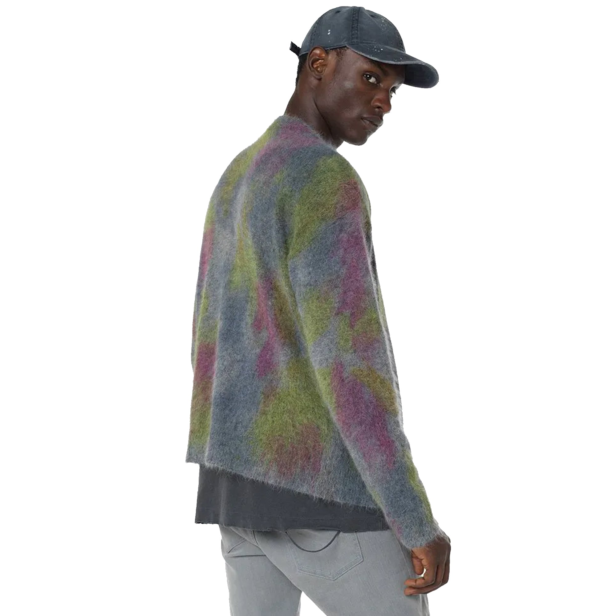 John Elliot Mens Angora Cardigan 'Charcoal Skittles'