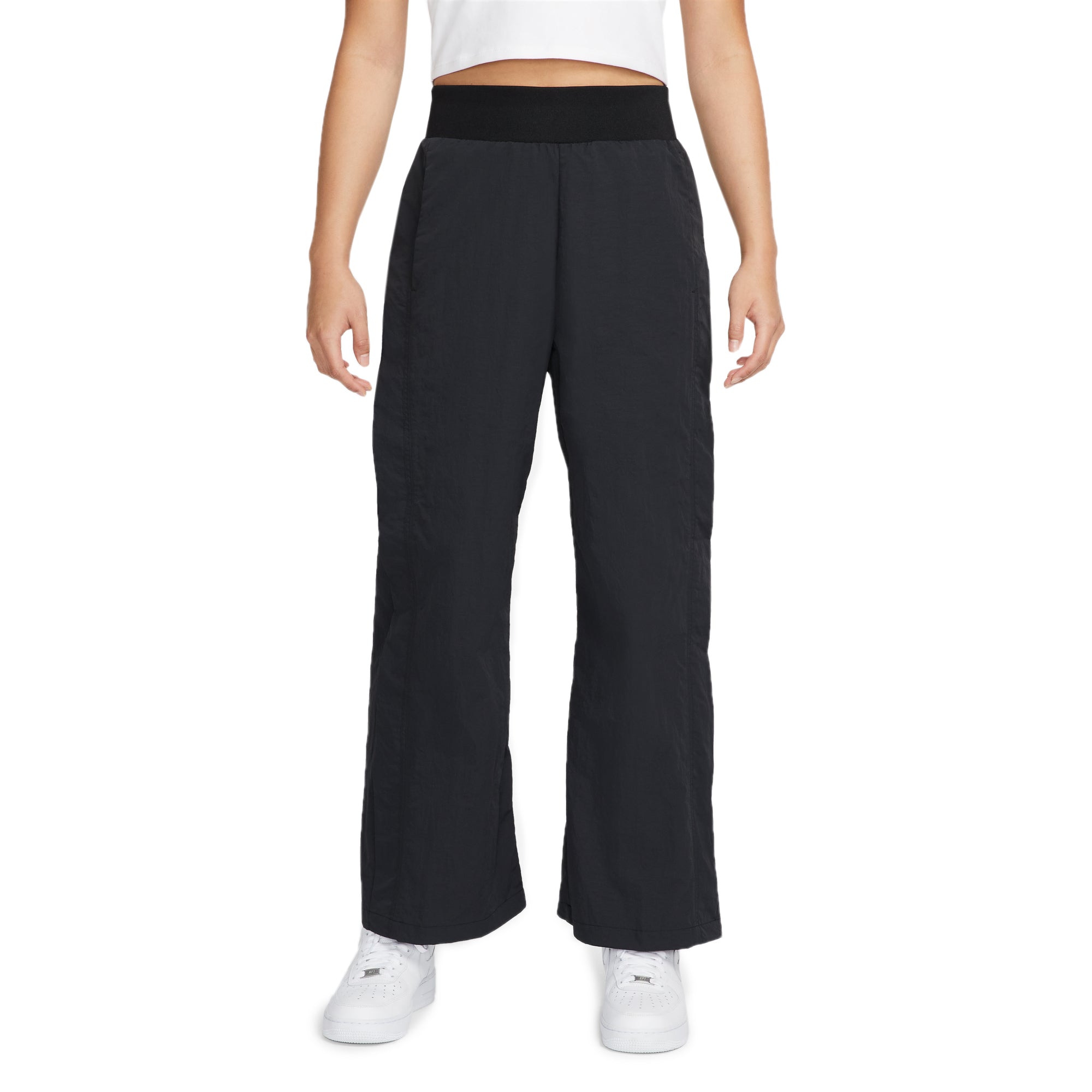 Women's Nike Sportswear Icon Clash Woven Pants XL Black Sheen Shine Zipper