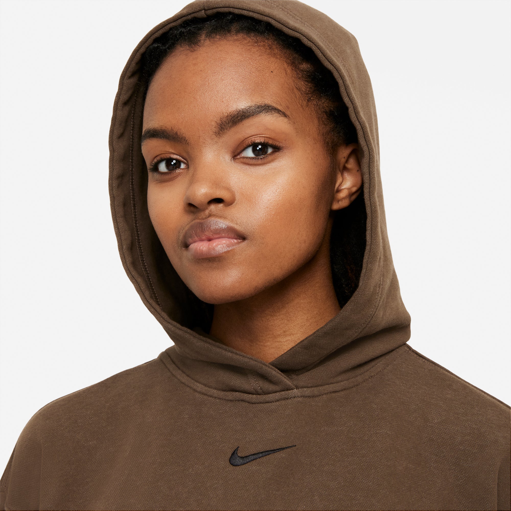 Nike Womens Sportswear Washed Fleece Hoodie 'Ironstone'