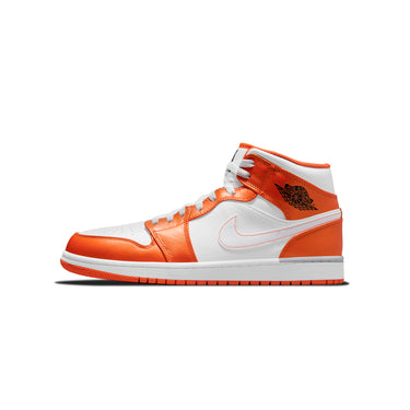 Air Jordan Mens 1 Mid SE Shoes Electro Orange/Black/White