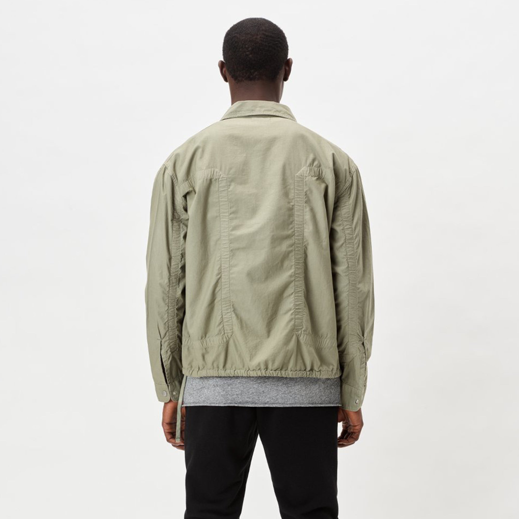 John Elliott Mens Cotton Poplin Frame Snap Overshirt 'Olive'