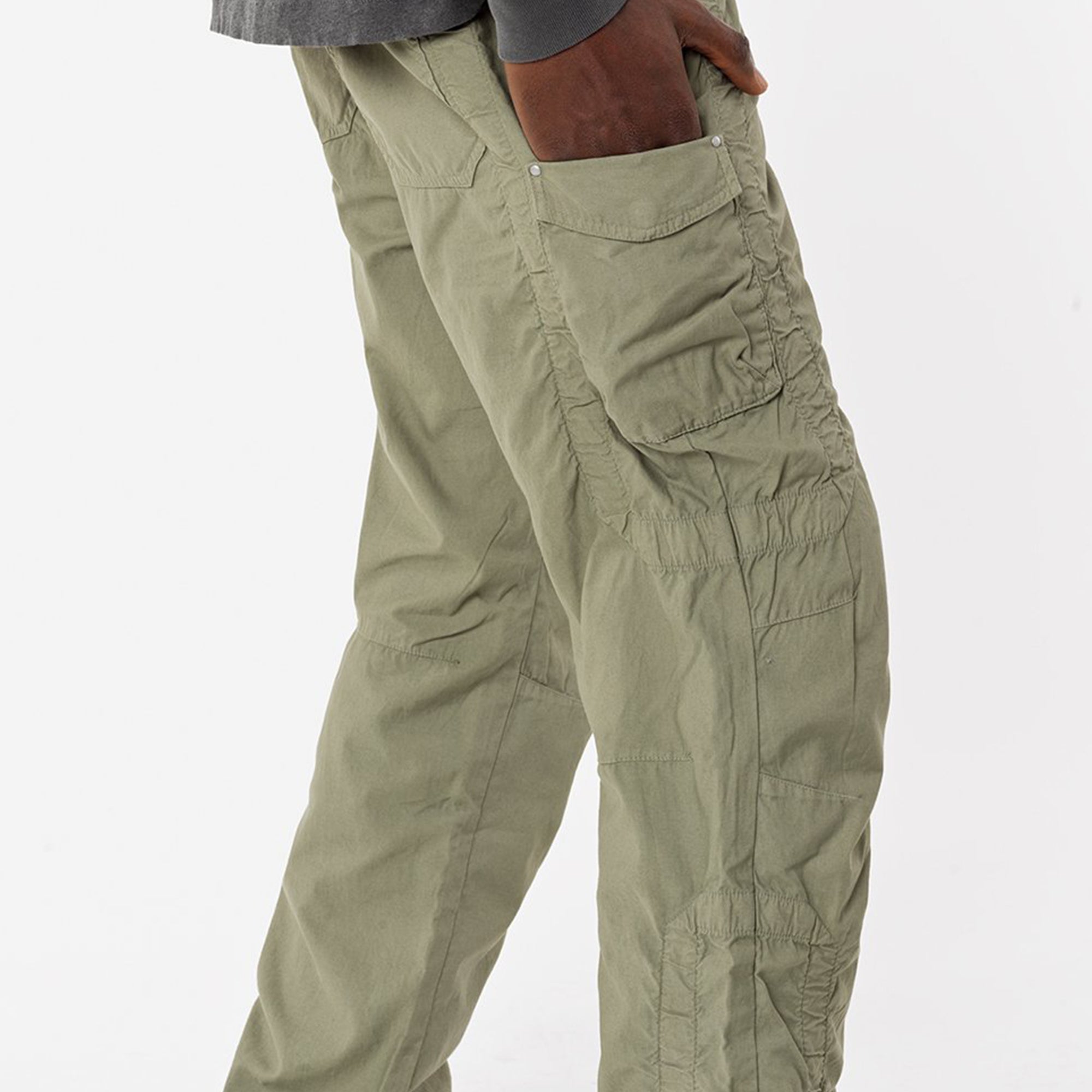 John Elliott Mens Cotton Poplin Frame Cargo Pants 'Olive'