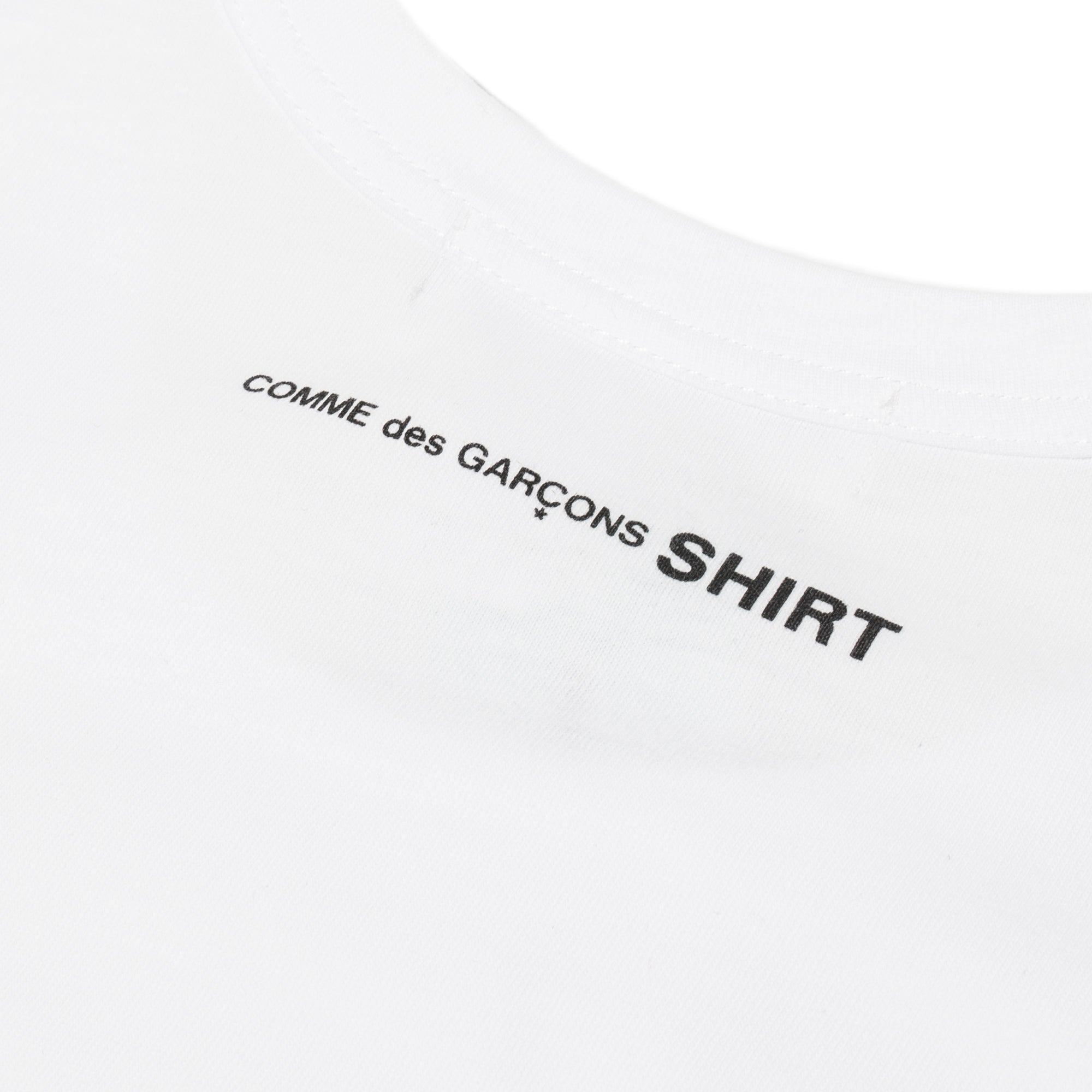 Comme Des Garcons Shirt Mens Back Print LS Tee White