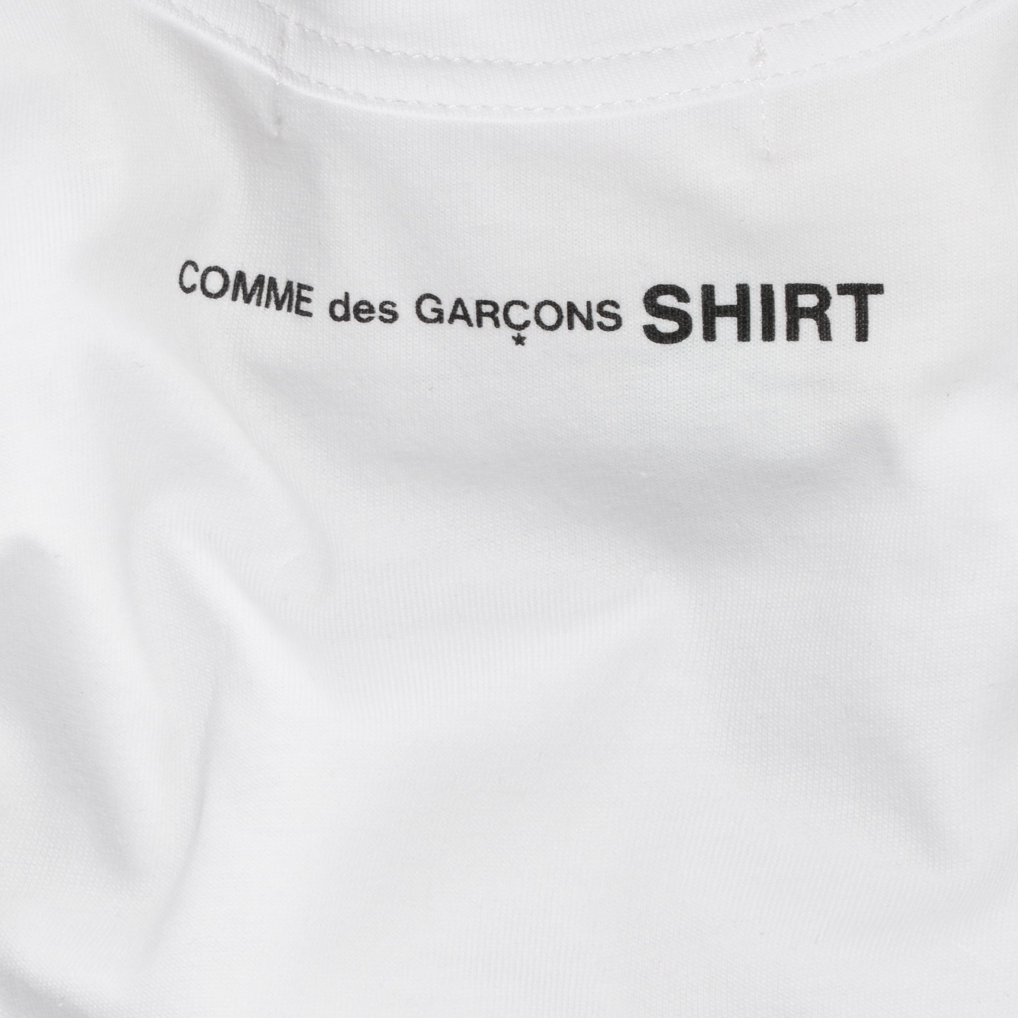 Comme Des Garcons Shirt Mens Back Print LS Tee White