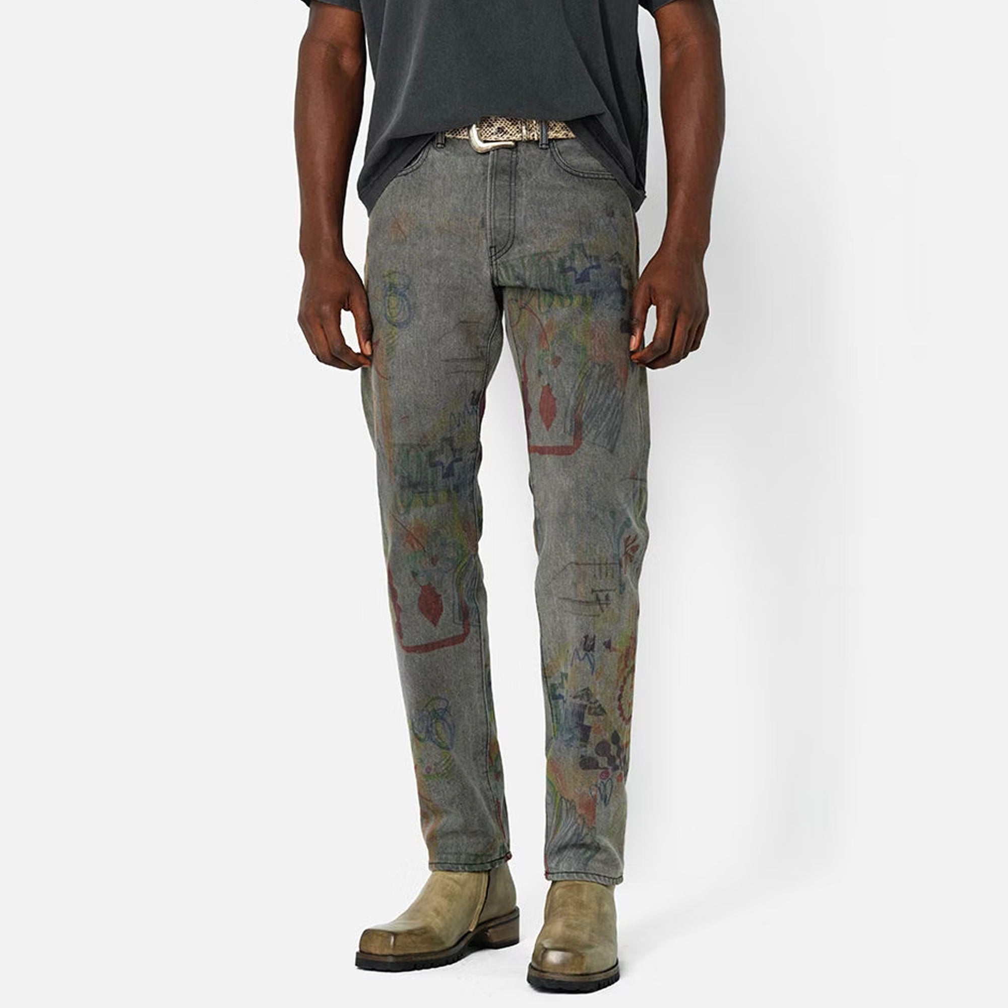 John Elliott Men's Daze 2 Paint Splatter Japanese Denim Jeans in Black  Pollock