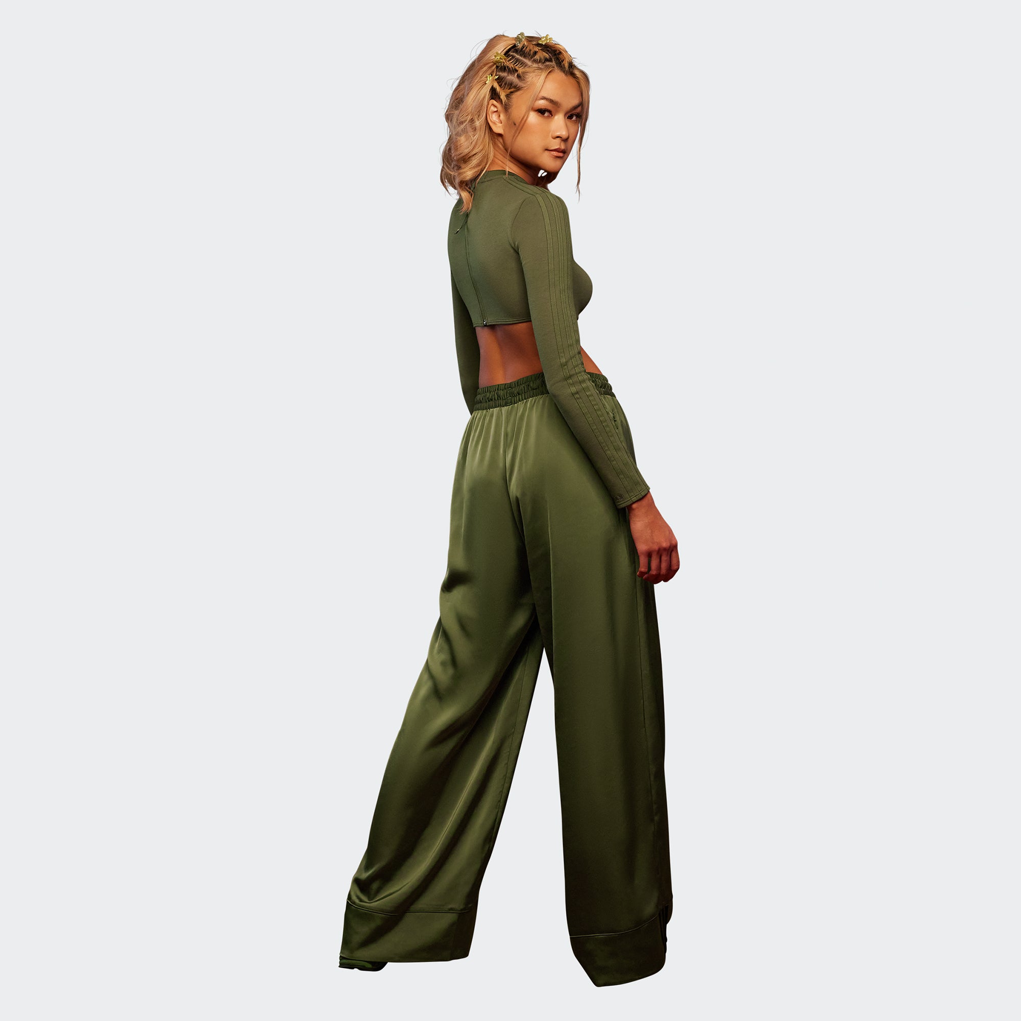 Adidas x Ivy Park Womens 3 Stripe Wide Leg Pant 'Wild Pine'