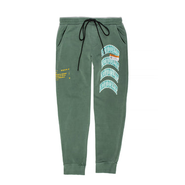 INDVLST Mens Collegiate Fleece Print Pants 'Pigment Dyed Green'