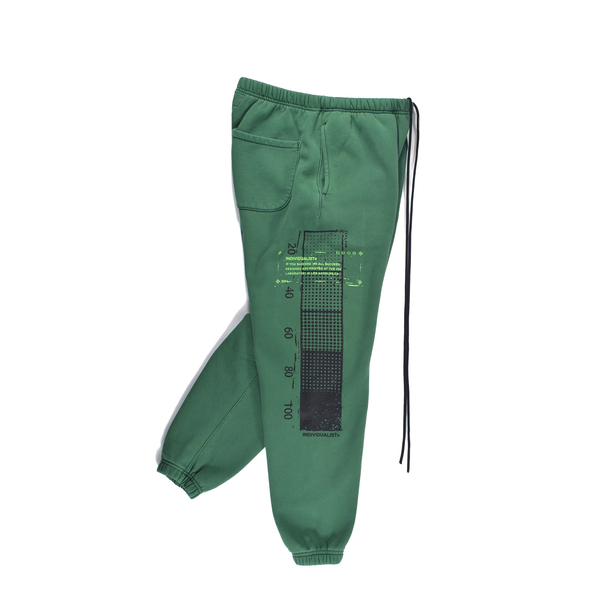 INDVLST Mens Distressed Test Bar Fleece Pant 'Over Dyed Dark Green'