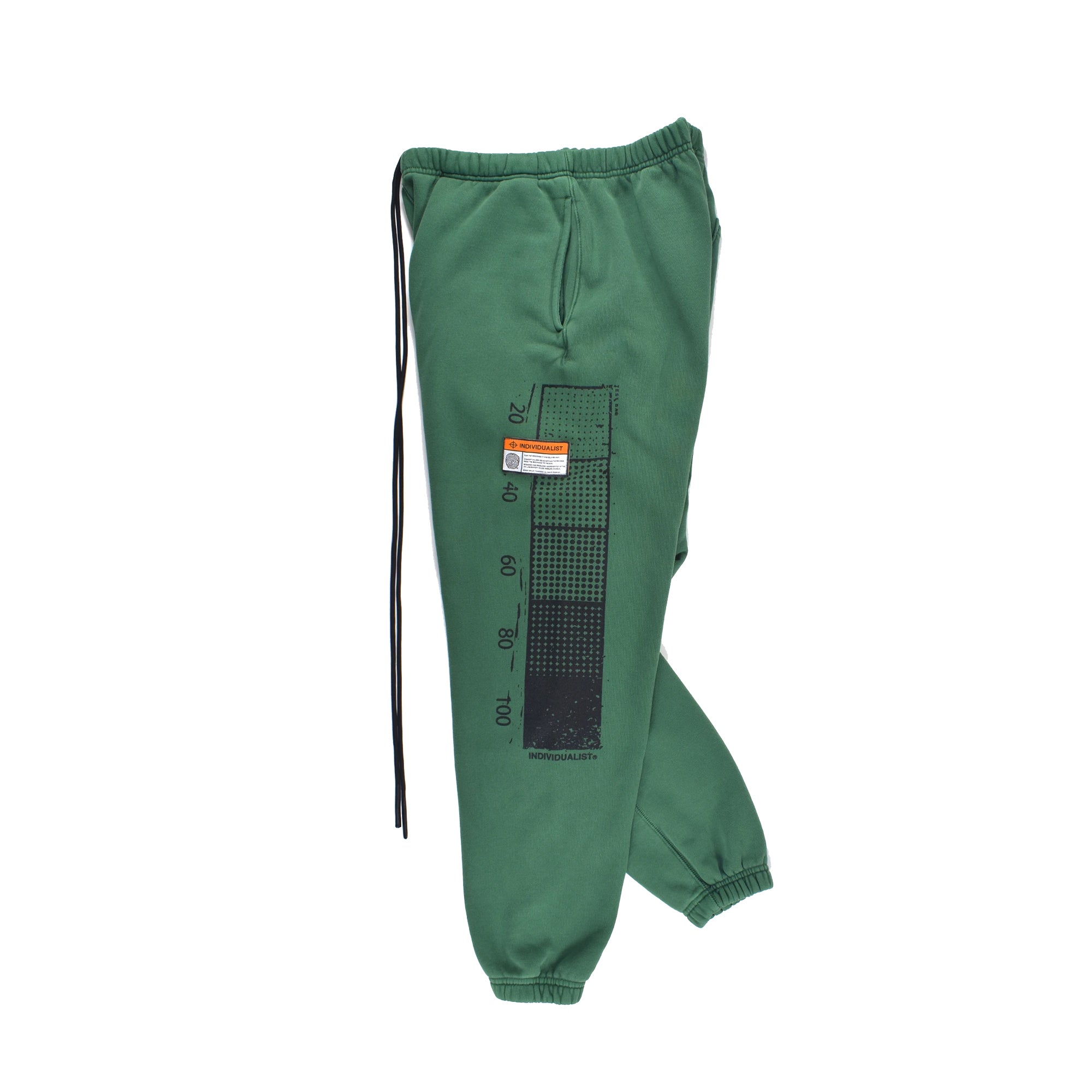 INDVLST Mens Distressed Test Bar Fleece Pant 'Over Dyed Dark Green'