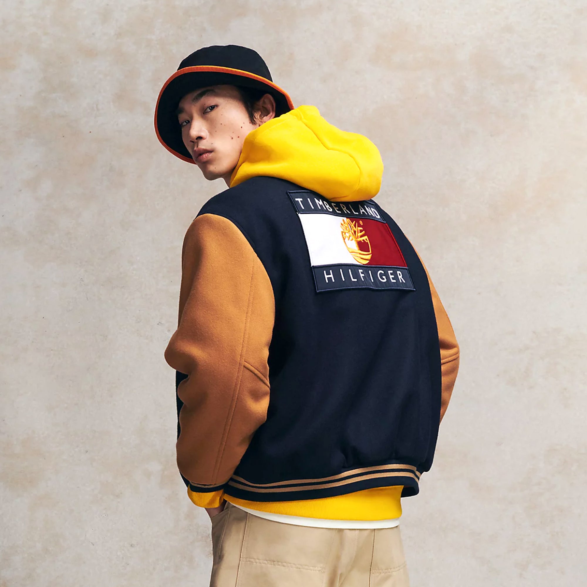 Tommy Hilfiger x Timberland Mens RM Reversible Varsity Jacket 'Desert Sky'