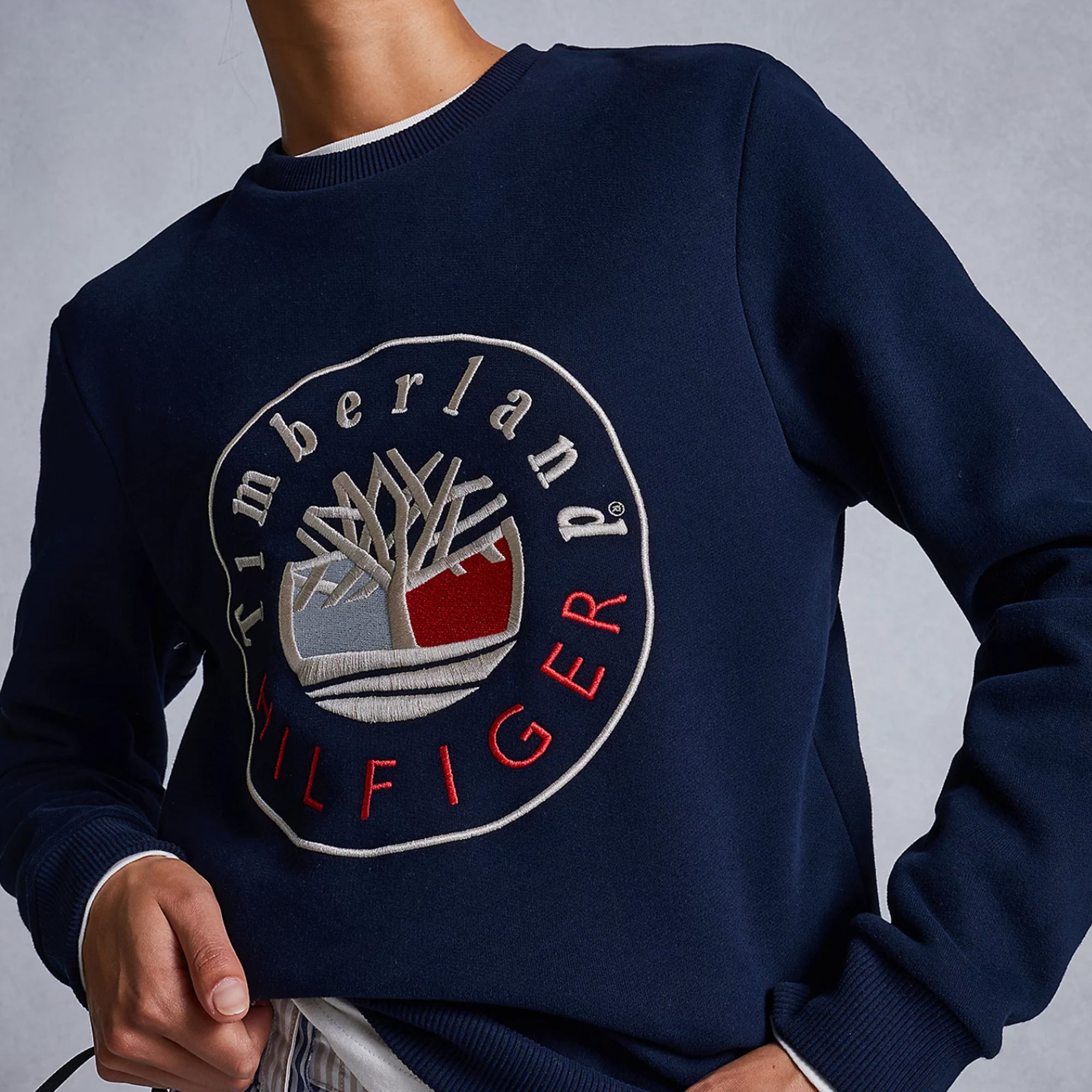 Tommy Hilfiger x Timberland Mens RI Logo Crew 'Desert Sky'