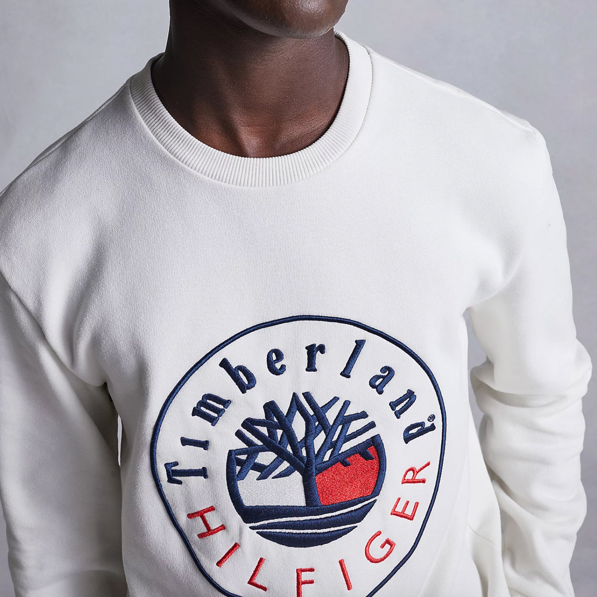 Tommy Hilfiger x Timberland Mens RI Logo Crew 'Ivory'