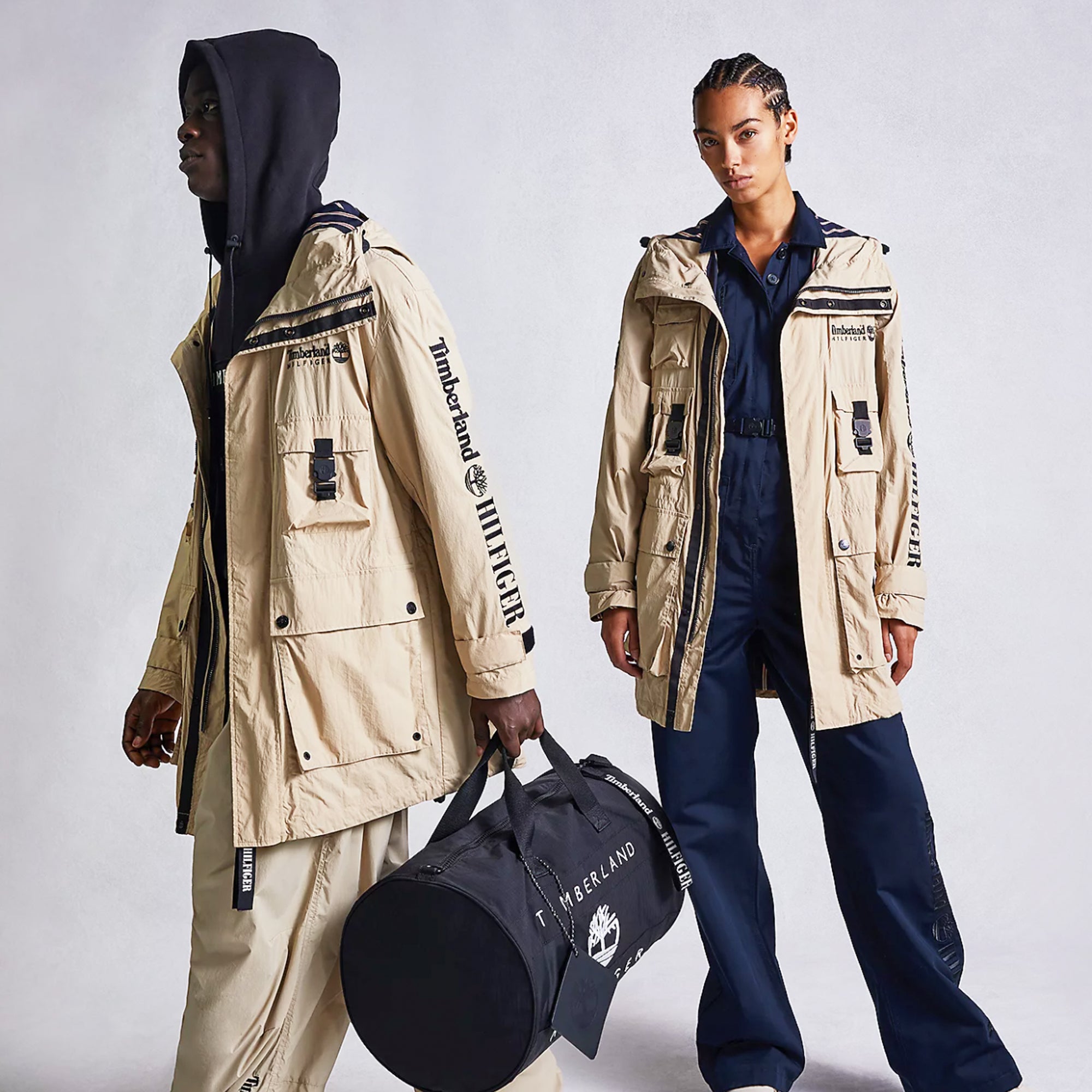 Tommy Hilfiger x Timberland Mens Ri Cargo Parka 'Light Sandalwood'