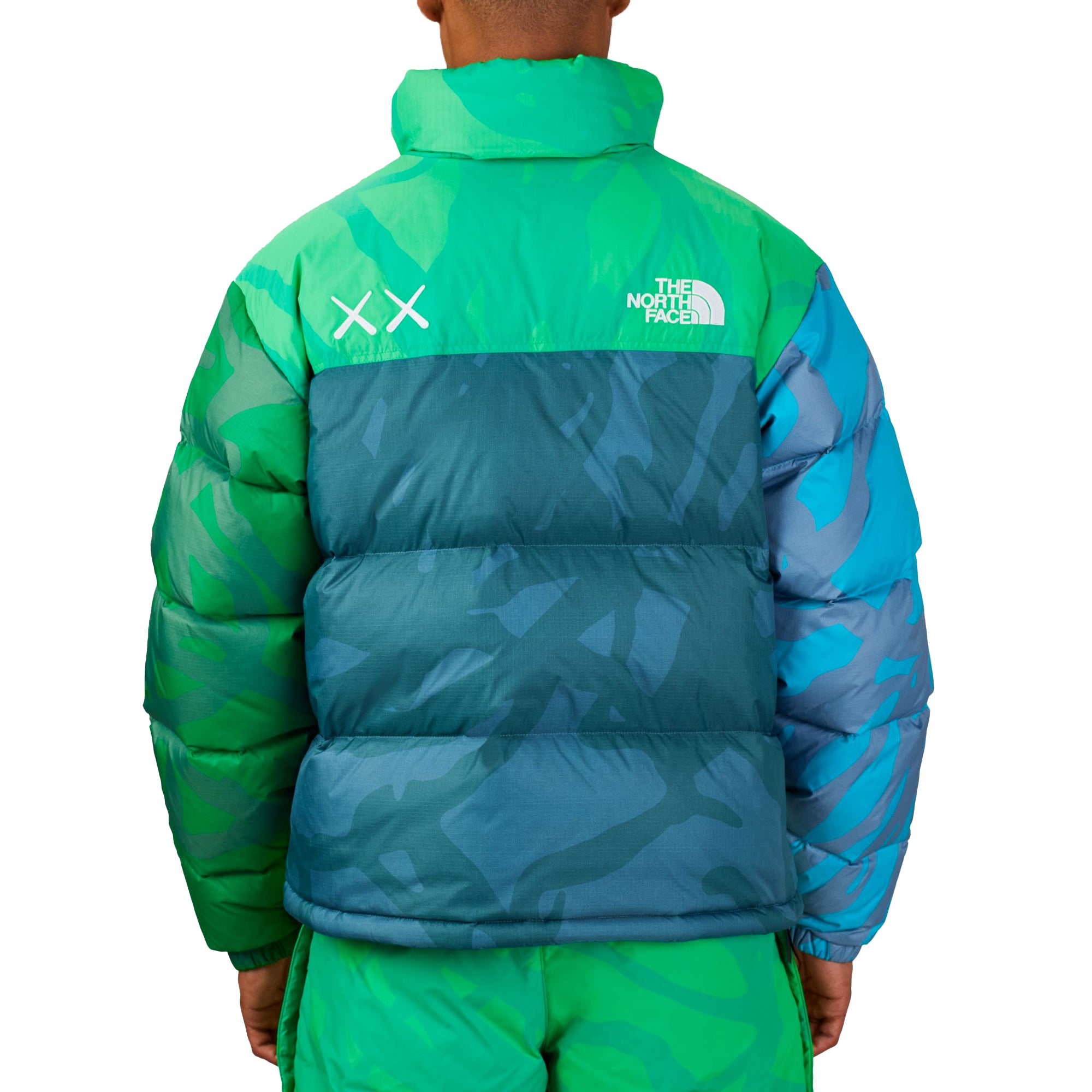 The North Face XX Kaws Mens Retro 1996 Nuptse Jacket 'Green Nuptse Print'