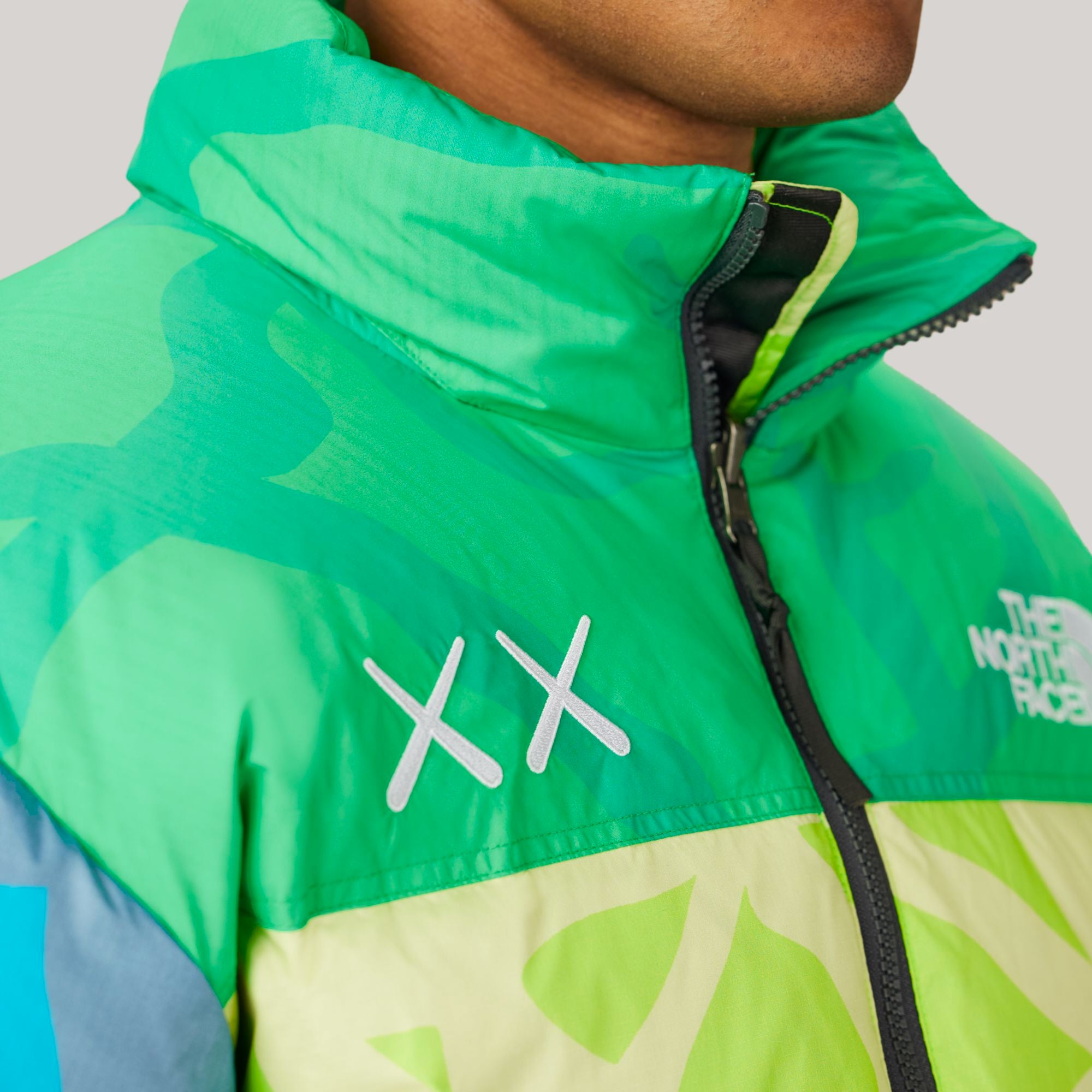 The North Face XX Kaws Mens Retro 1996 Nuptse Jacket 'Green Nuptse Print'